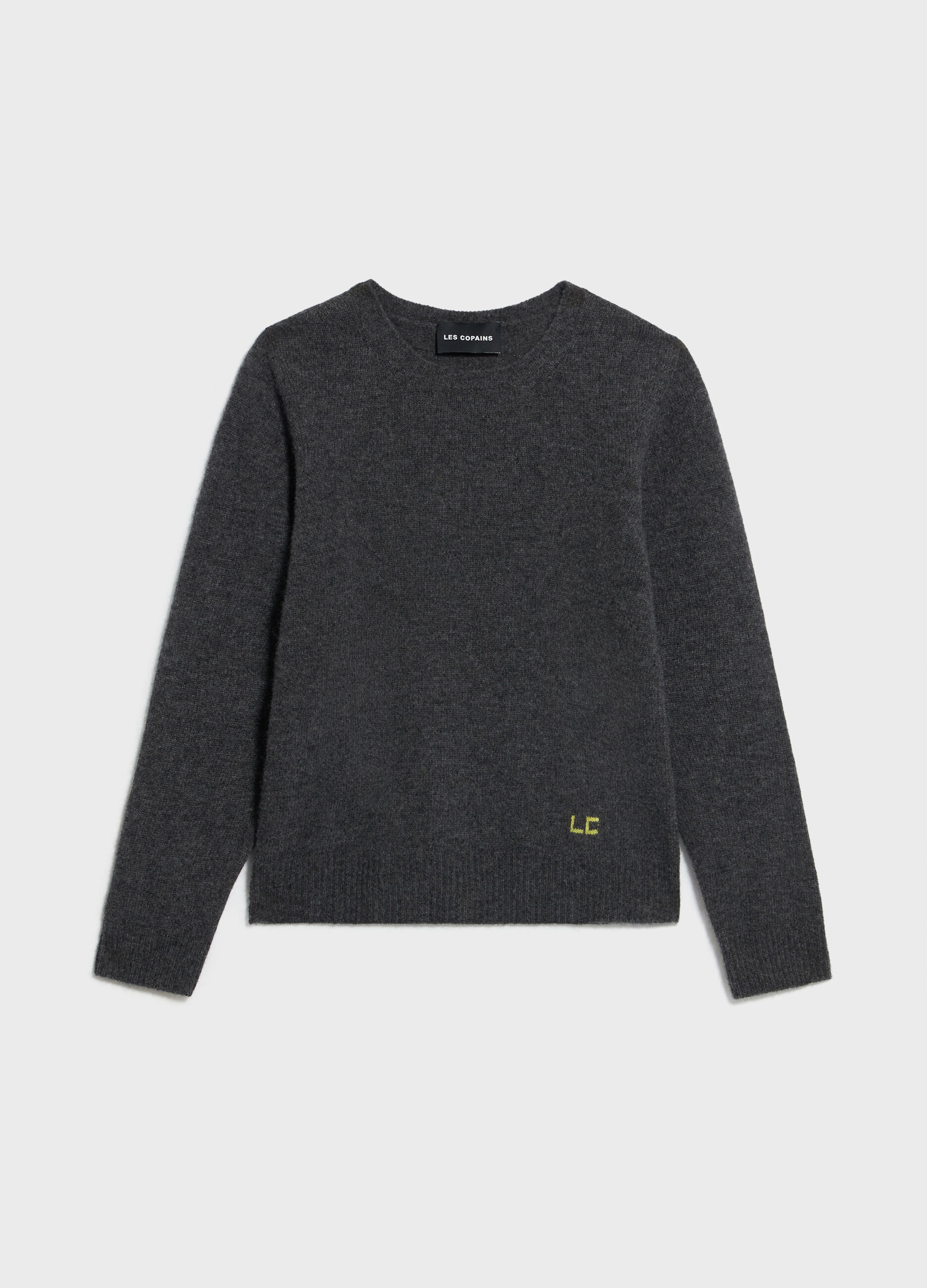Knitted sweater with round neck in cashmere and merino wool