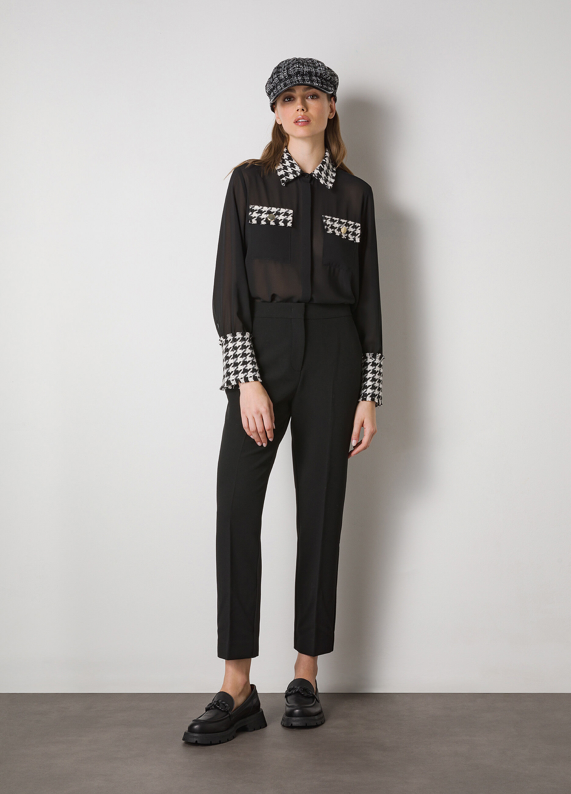 Shirt with houndstooth inserts_0