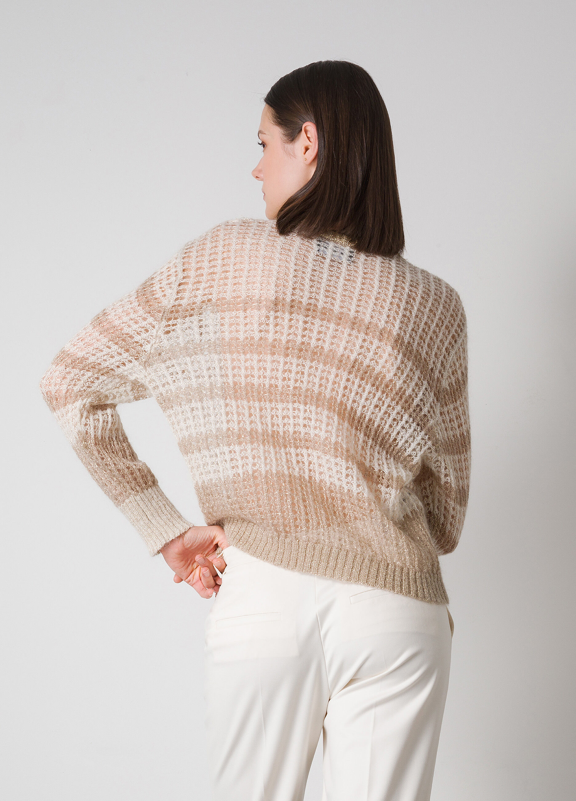 Striped mohair wool blend and lurex pullover_2