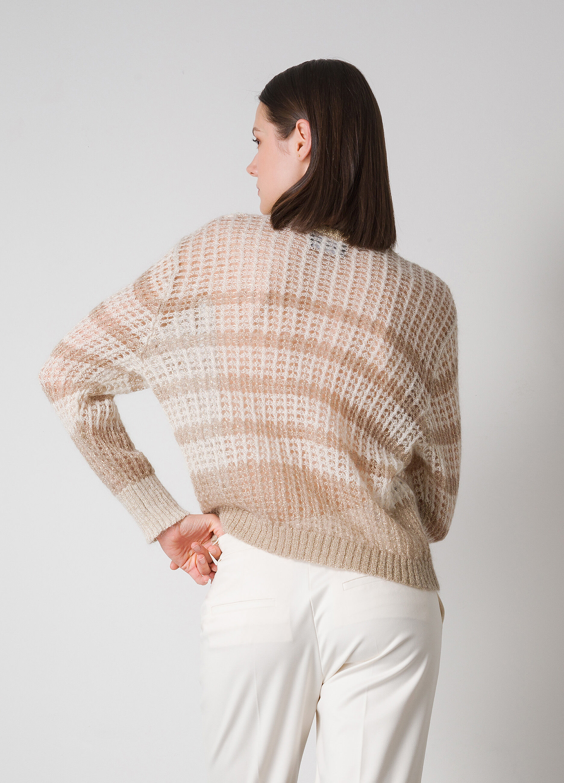 Striped mohair wool blend and lurex pullover