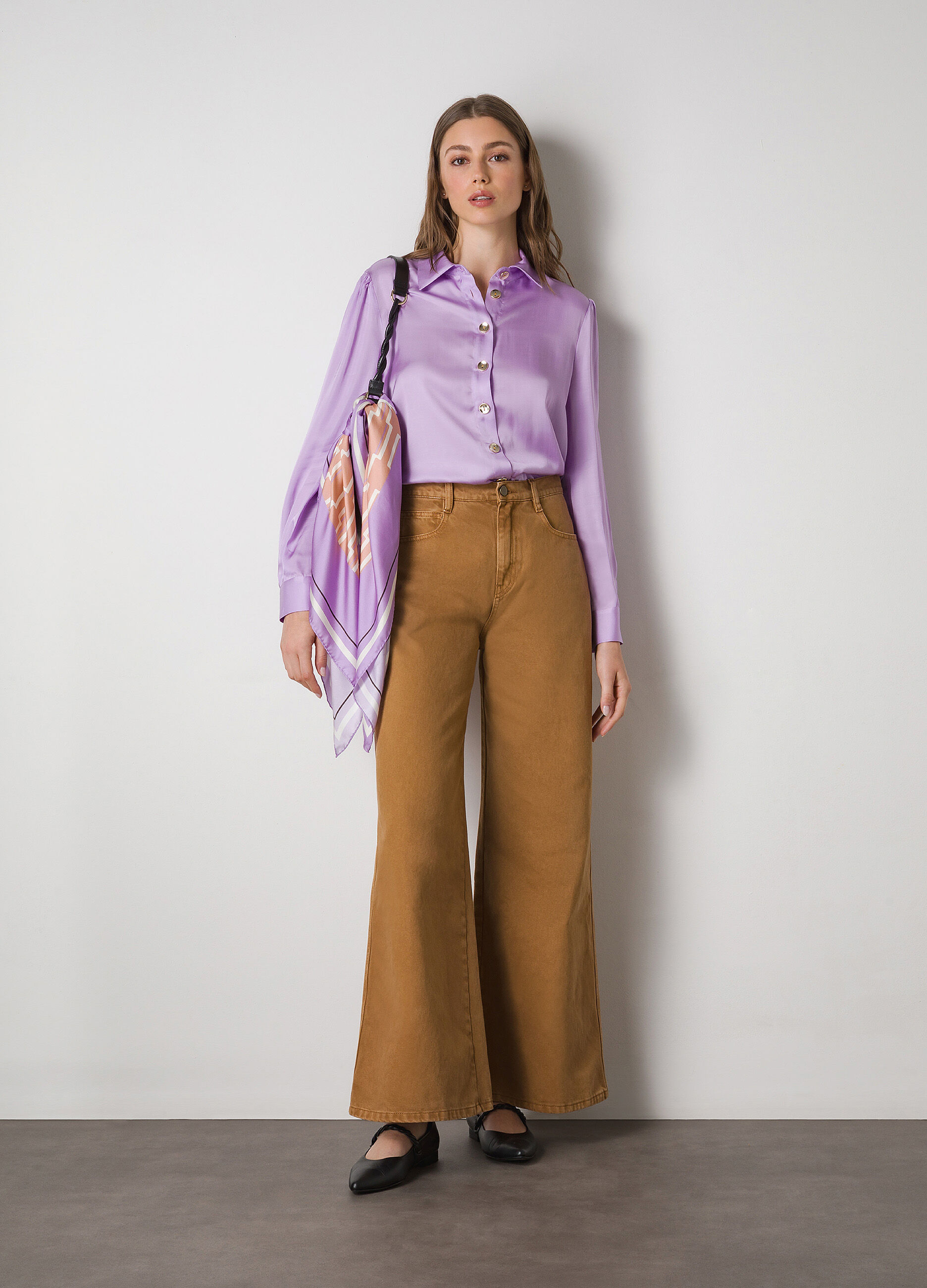 Pure cotton wide leg denim