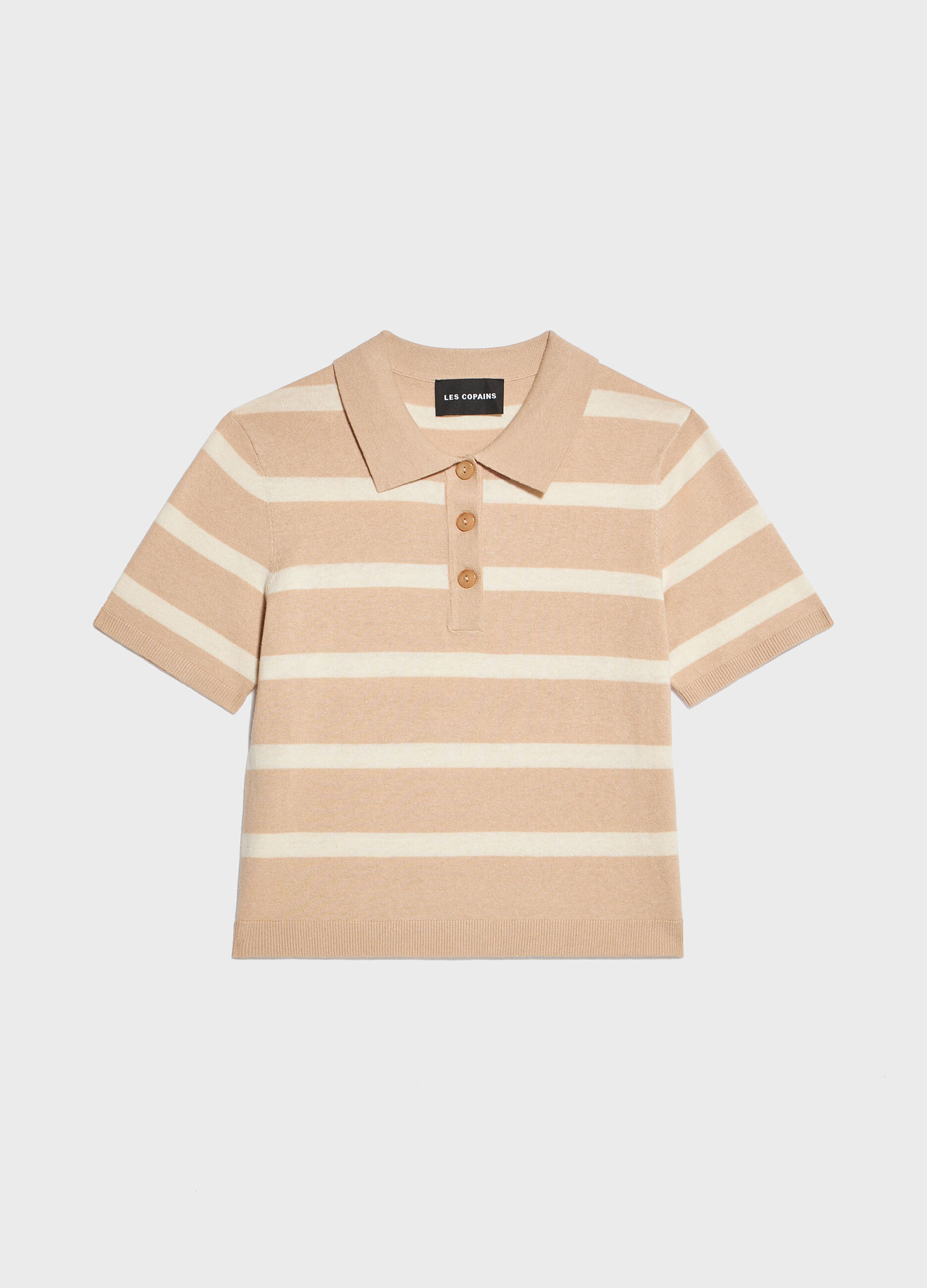 Striped cotton and silk tricot polo shirt_4