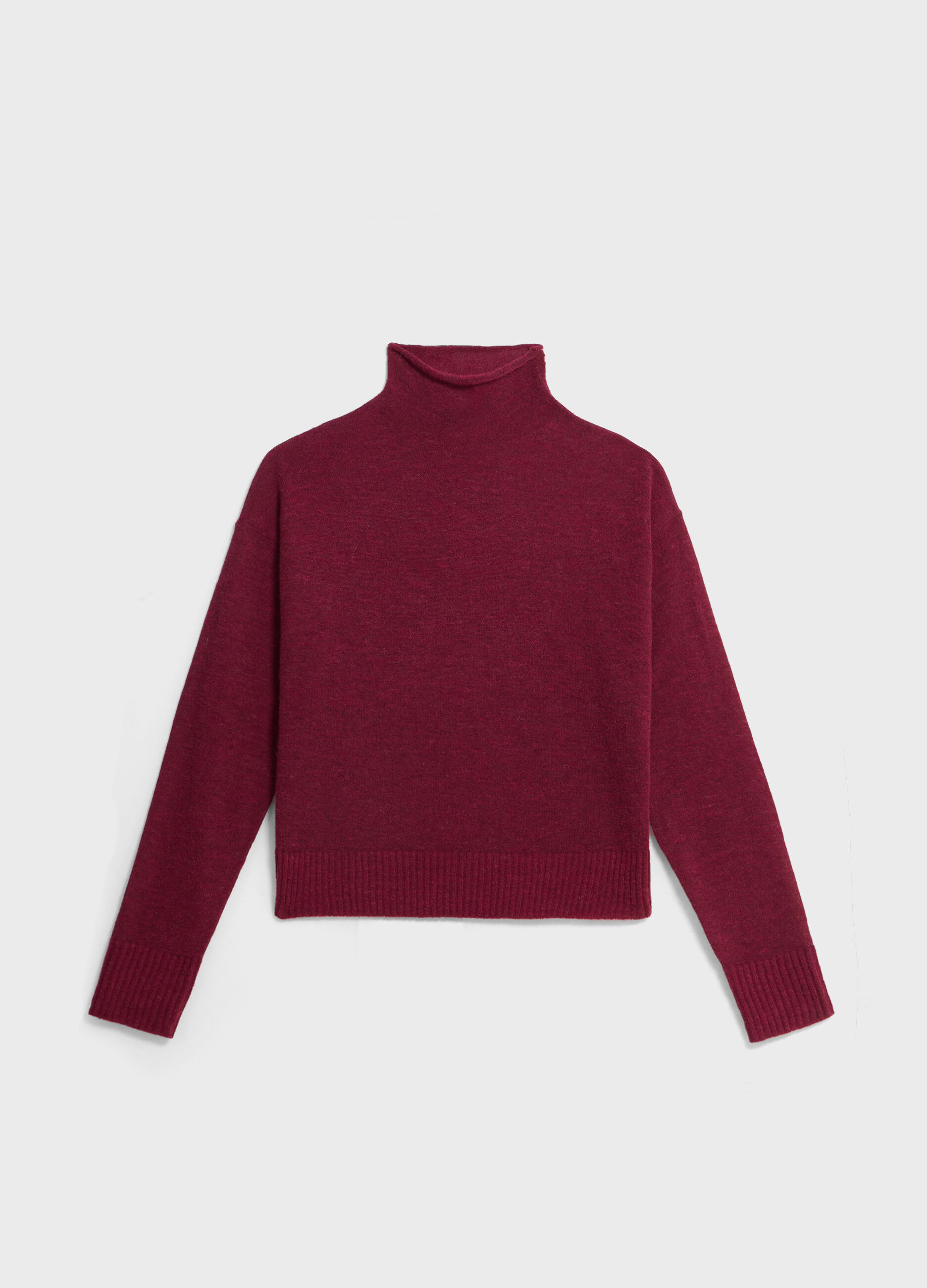 Knitted sweater with high neck