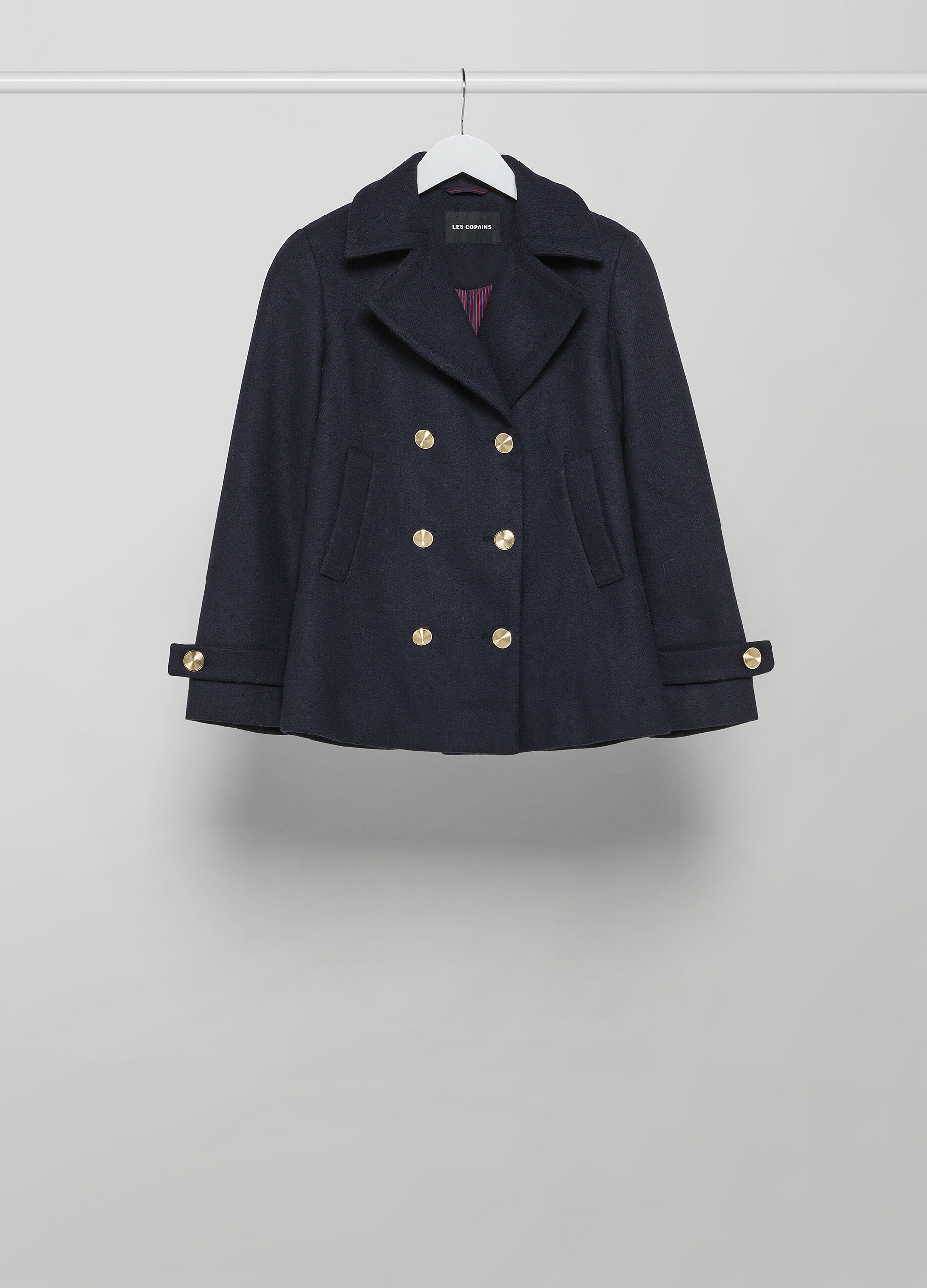 Wool-blend double-breasted coat