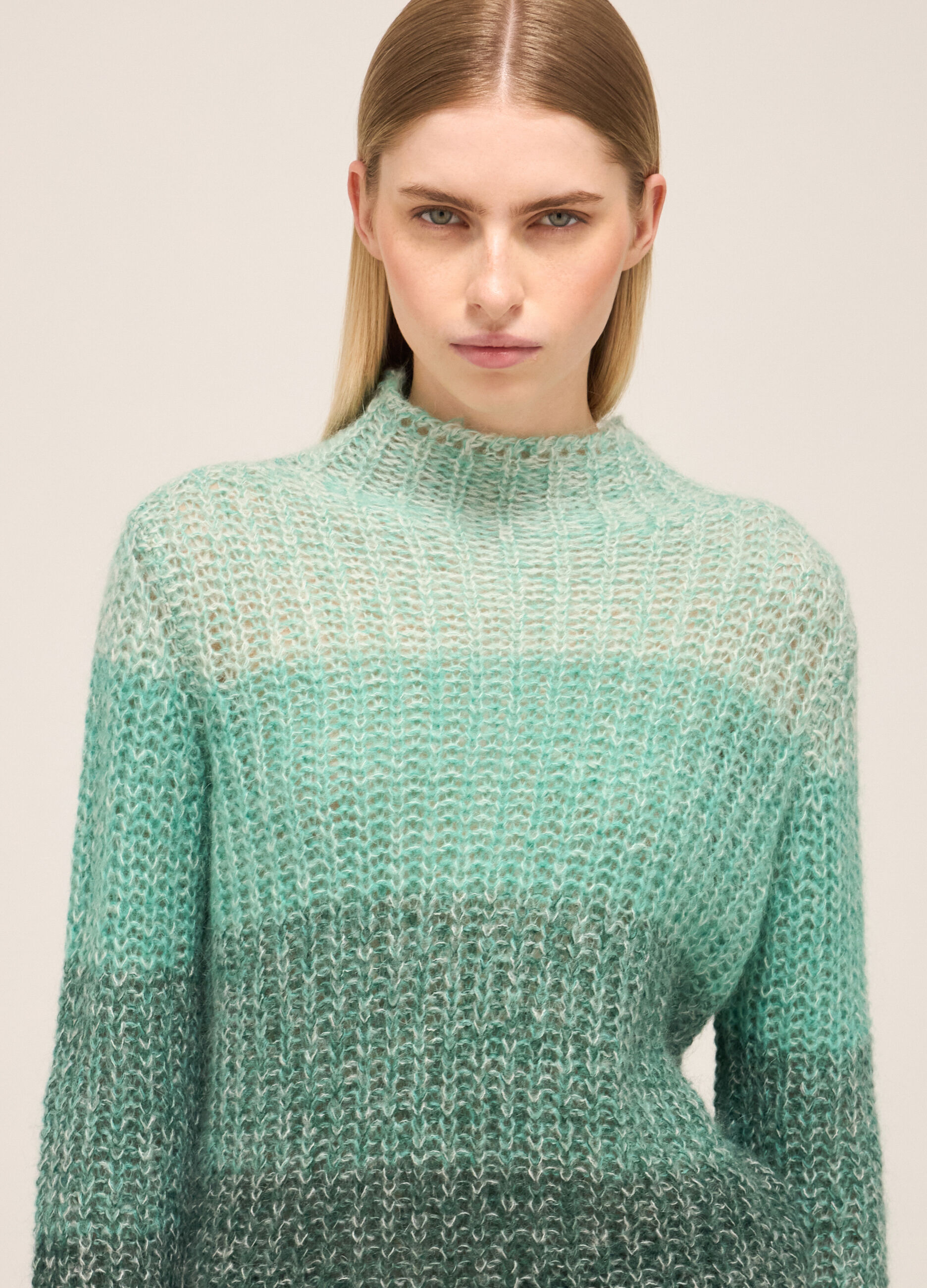 Turtle-neck sweater in mohair blend mélange 