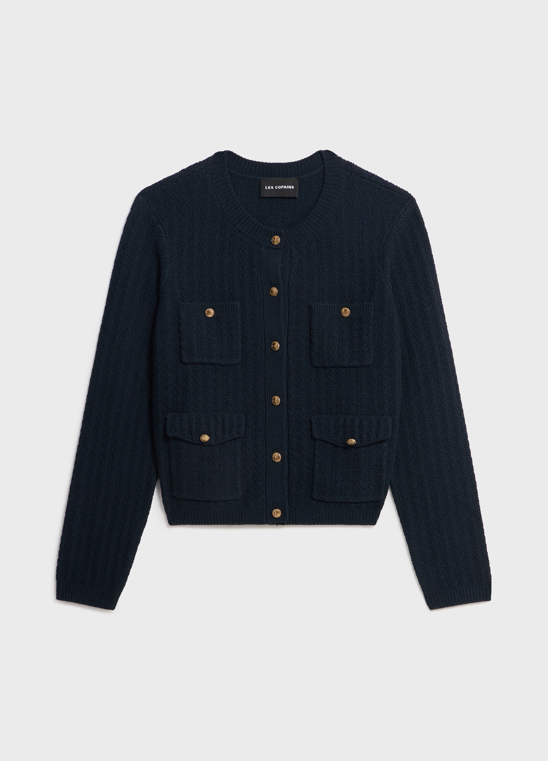 Bouclé-effect knitted cardigan