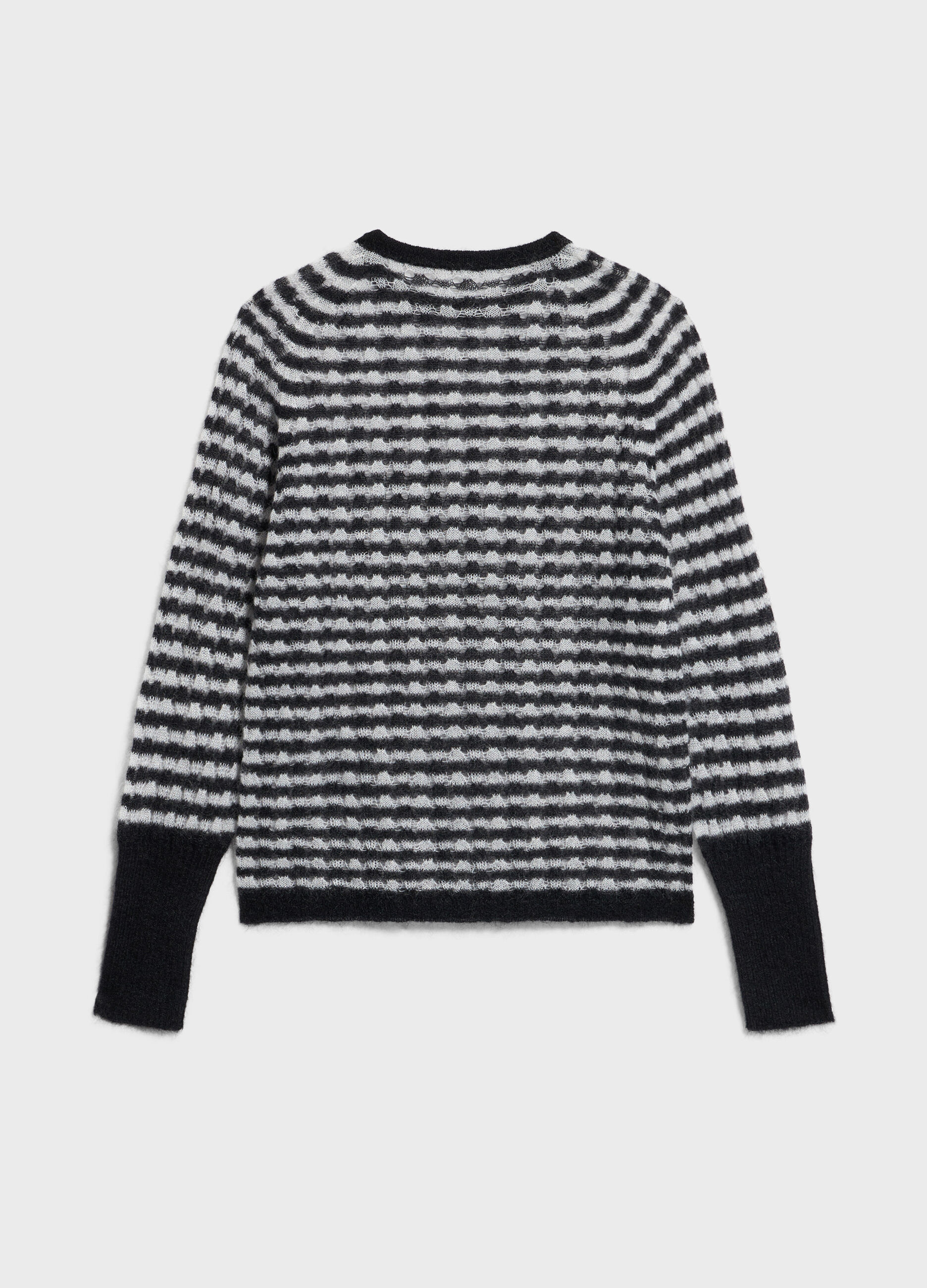 Striped crew-neck sweater in wool and mohair blend
