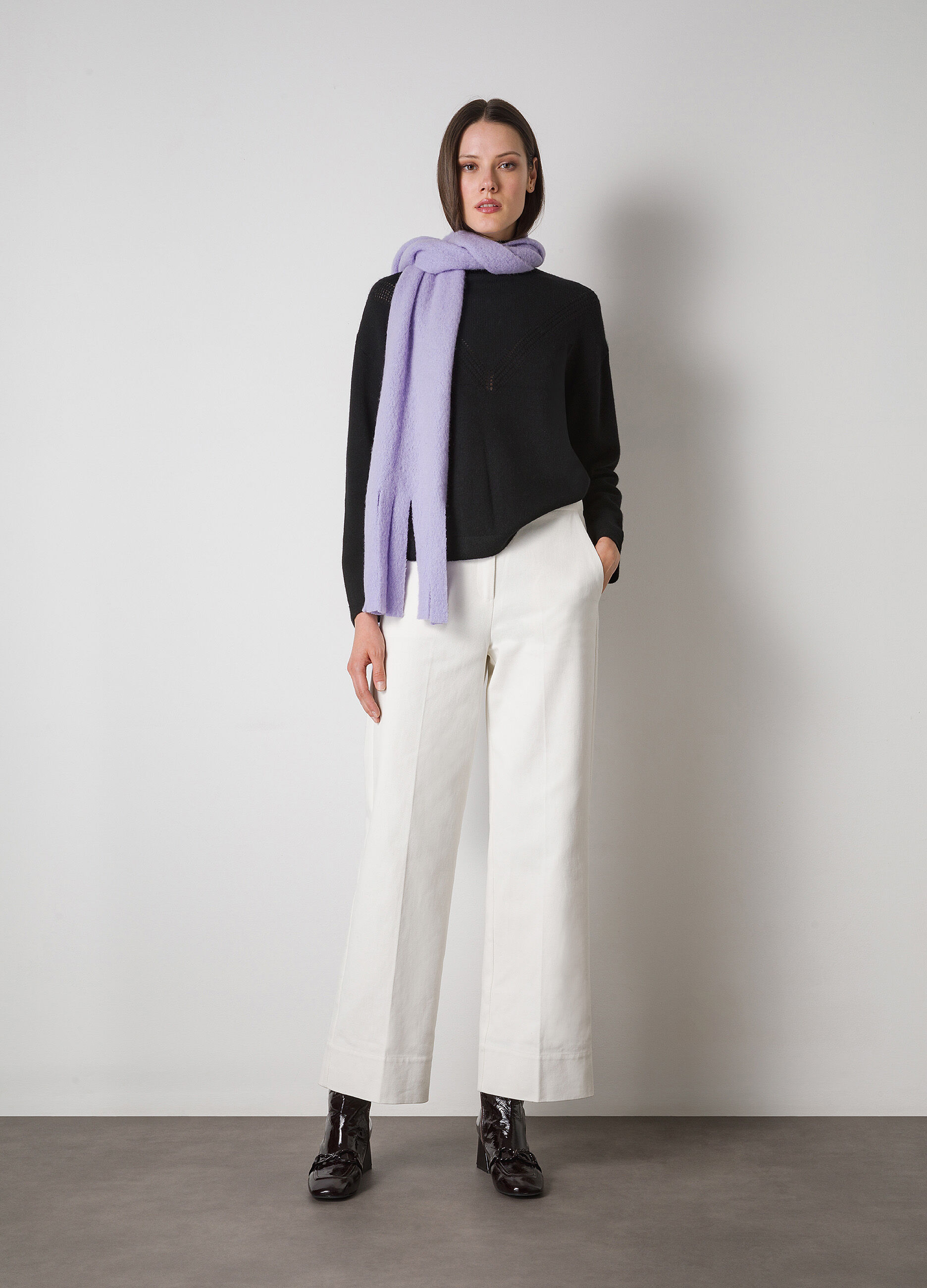 Cashmere blend pullover with high collar _0