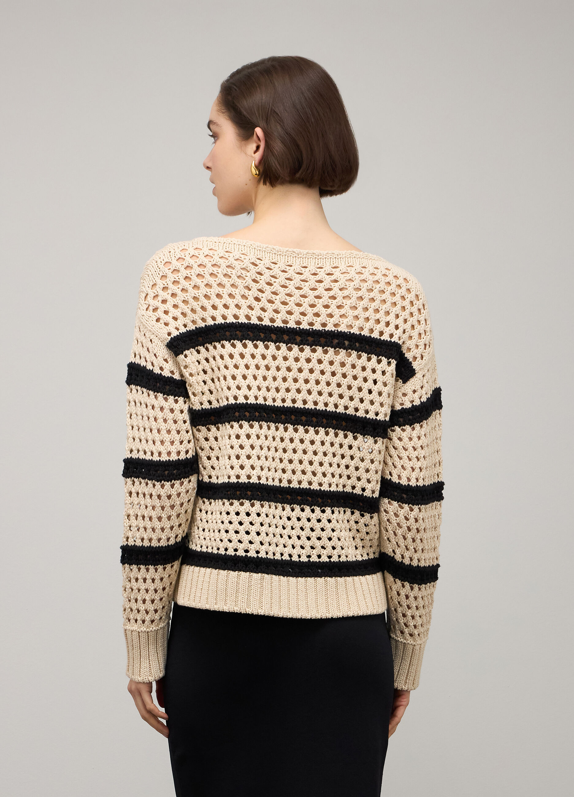 Maglione tricot misto cotone a righe_2