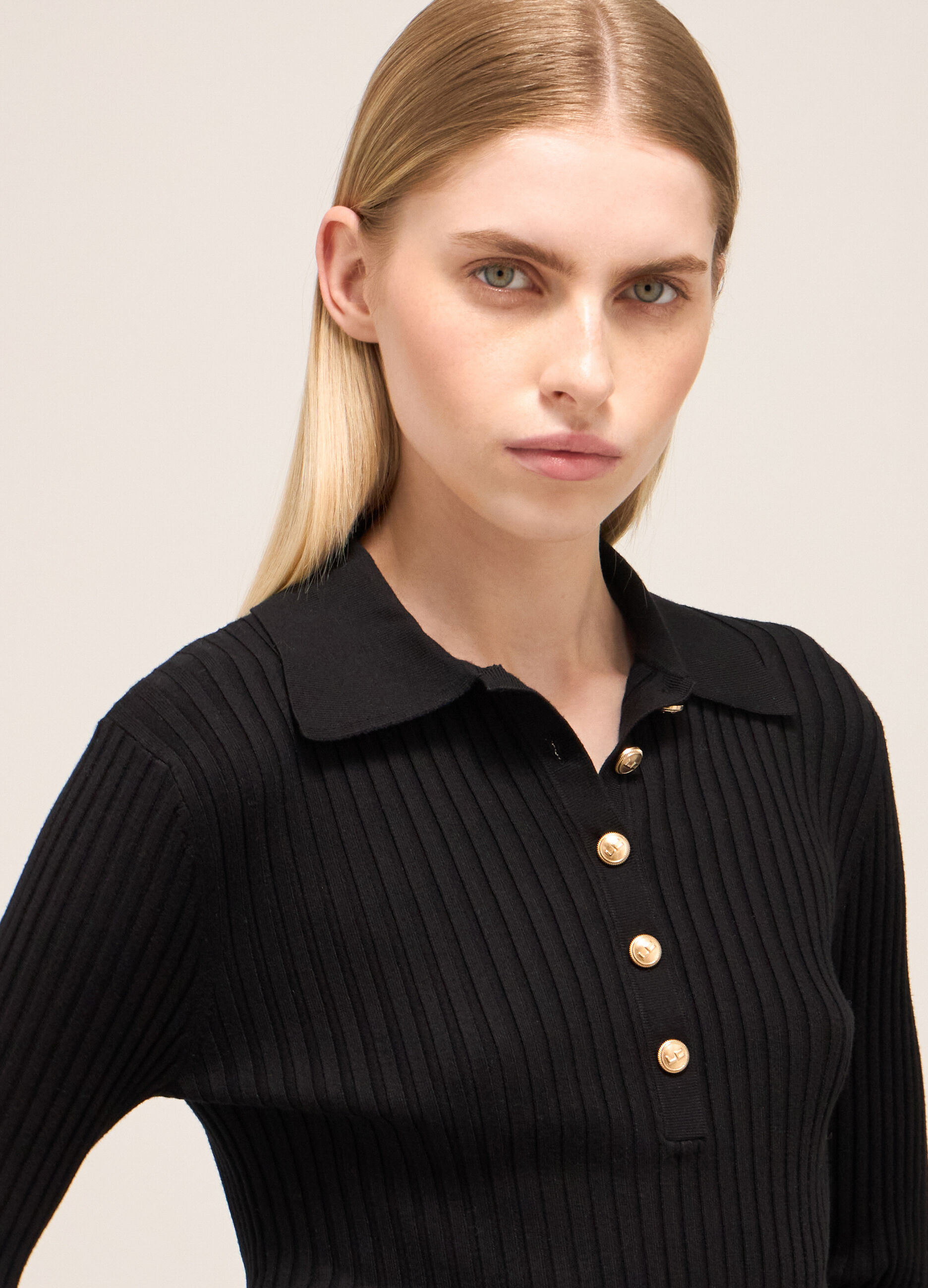 Polo shirt in ribbed viscose