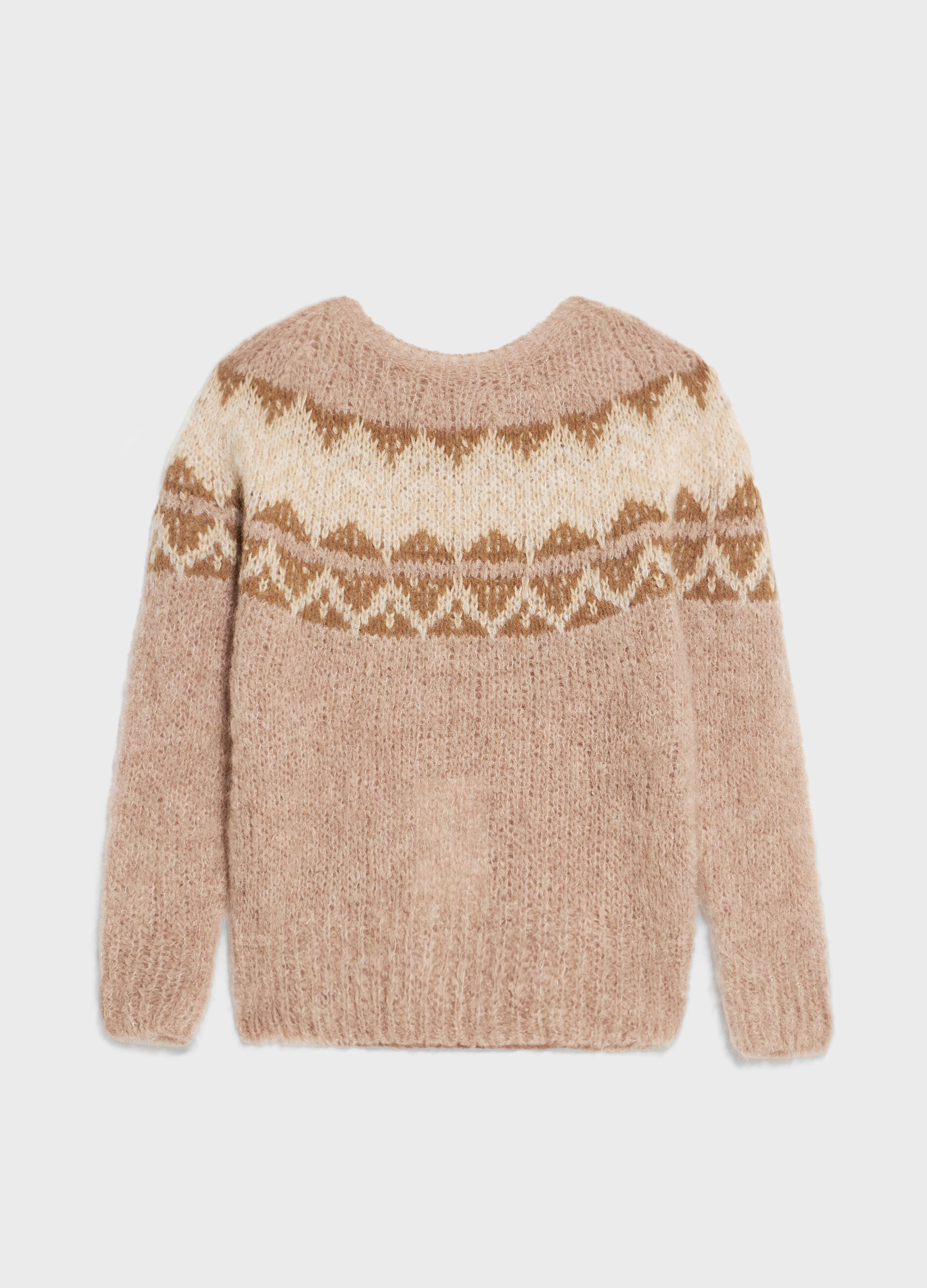 Pull ras-du-cou avec motif jacquard mélangé mohair et alpaga
