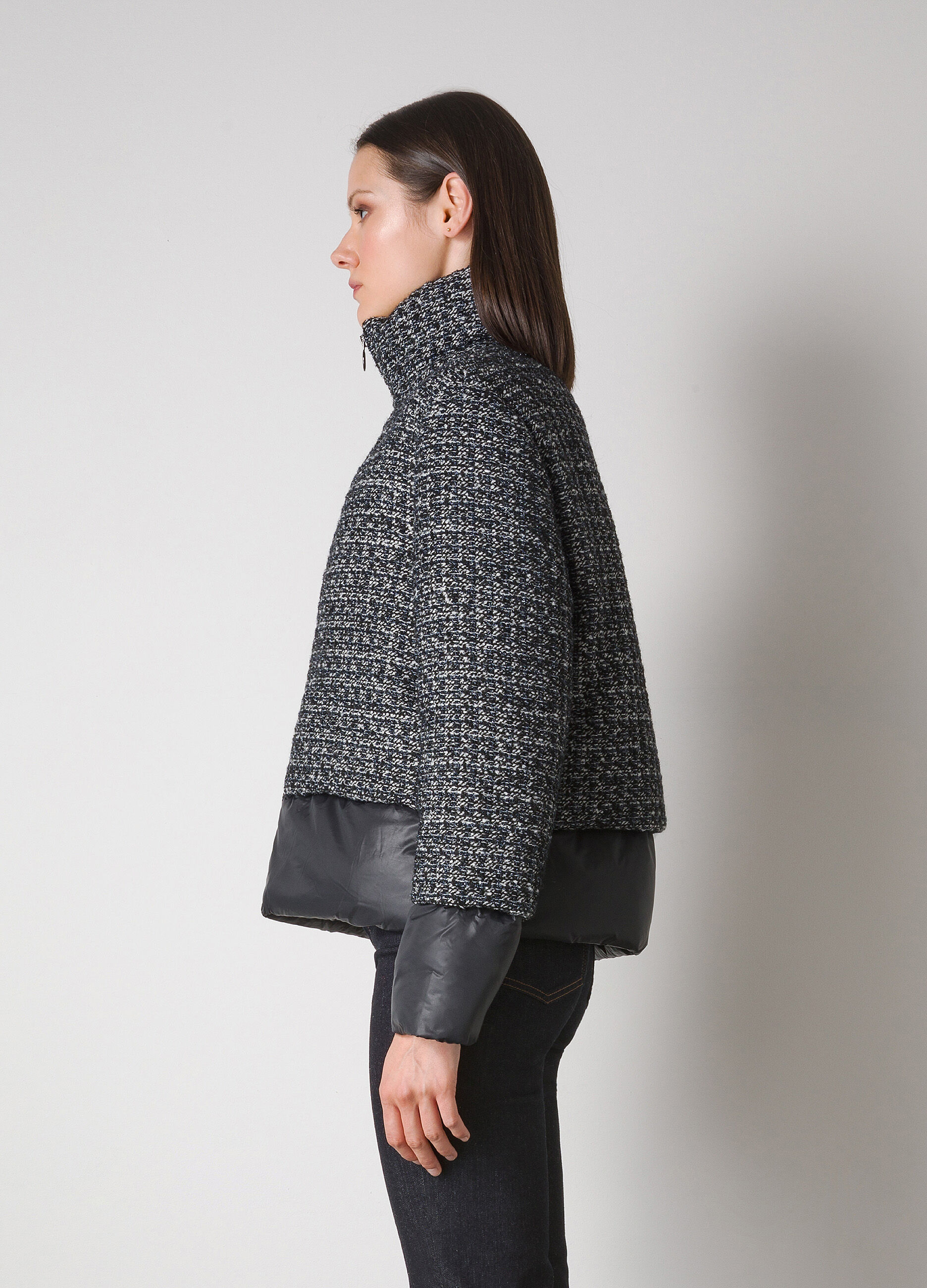 Down jacket with bouclé wool blend exterior_3