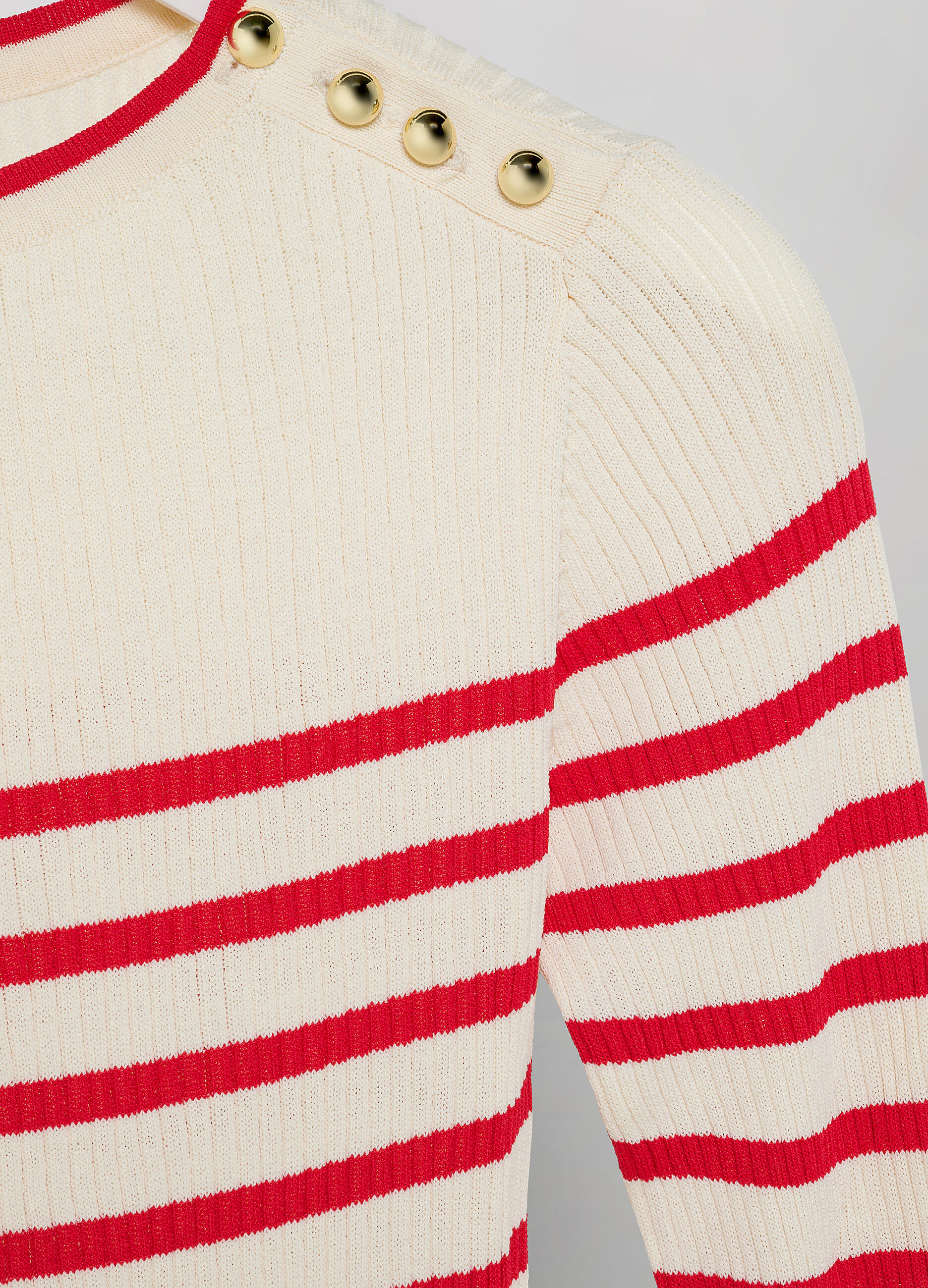 Striped ribbed tricot with buttons