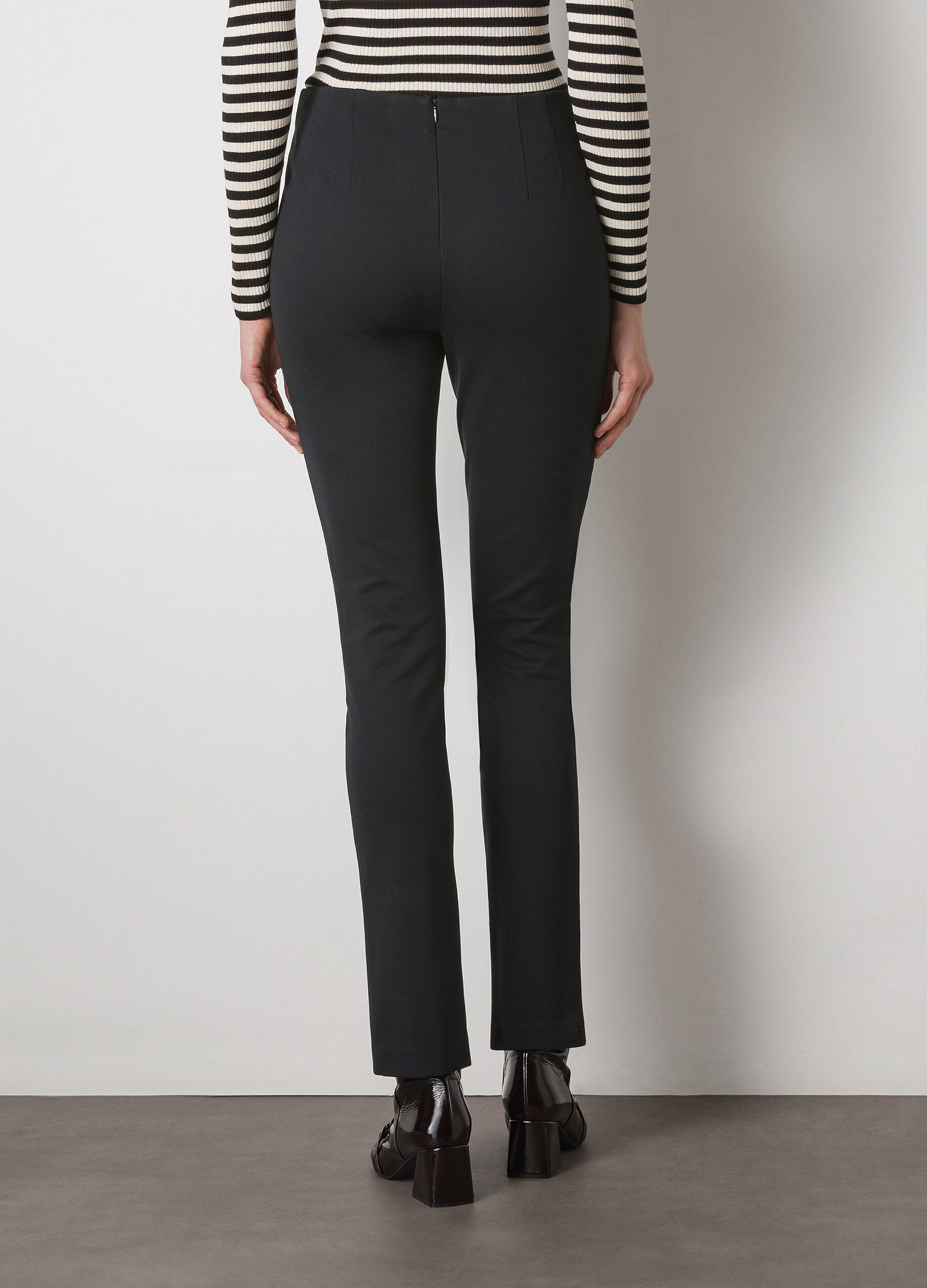 High-waisted stretch fabric trousers_1