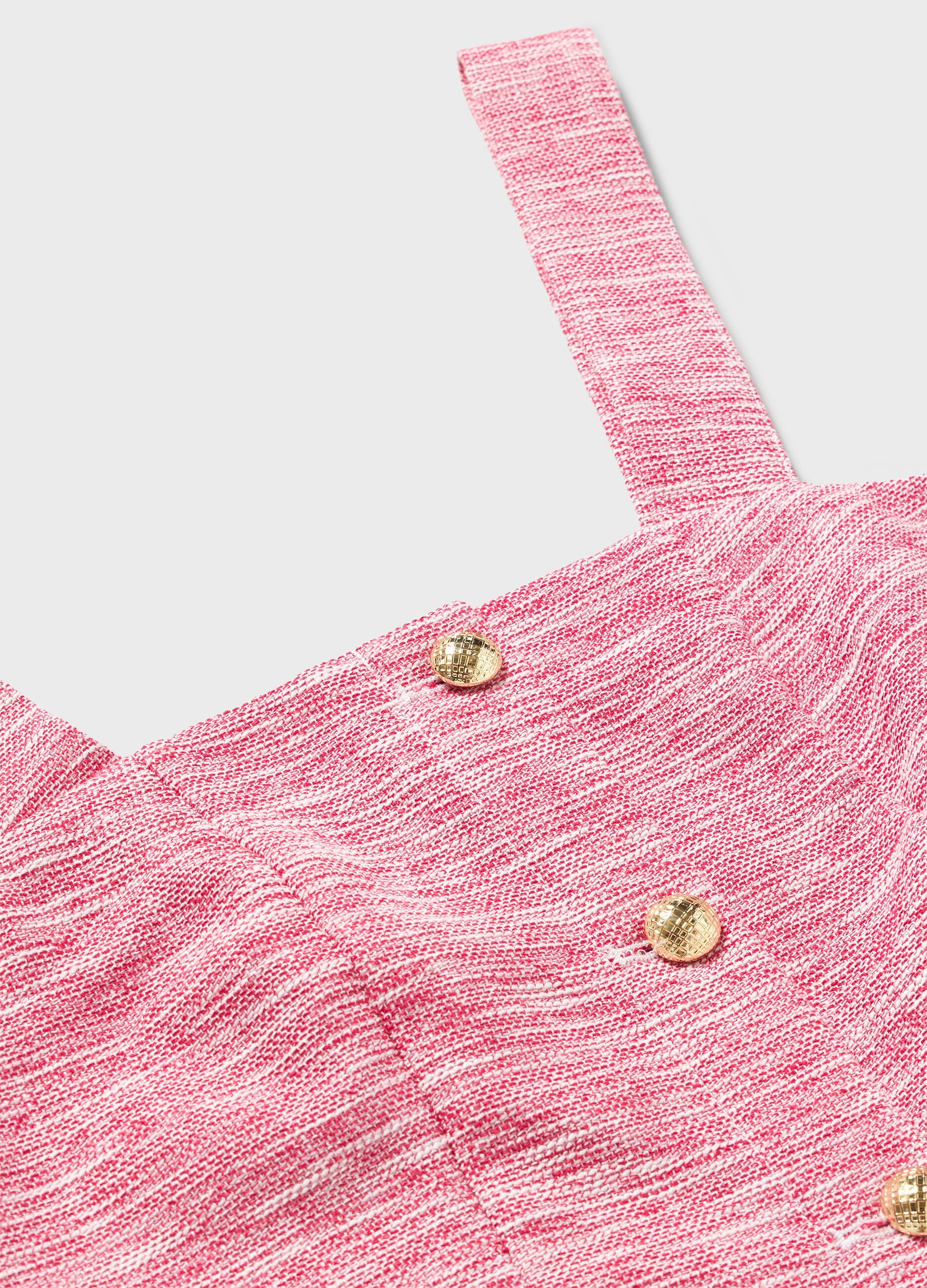 Tweed effect cotton blend top