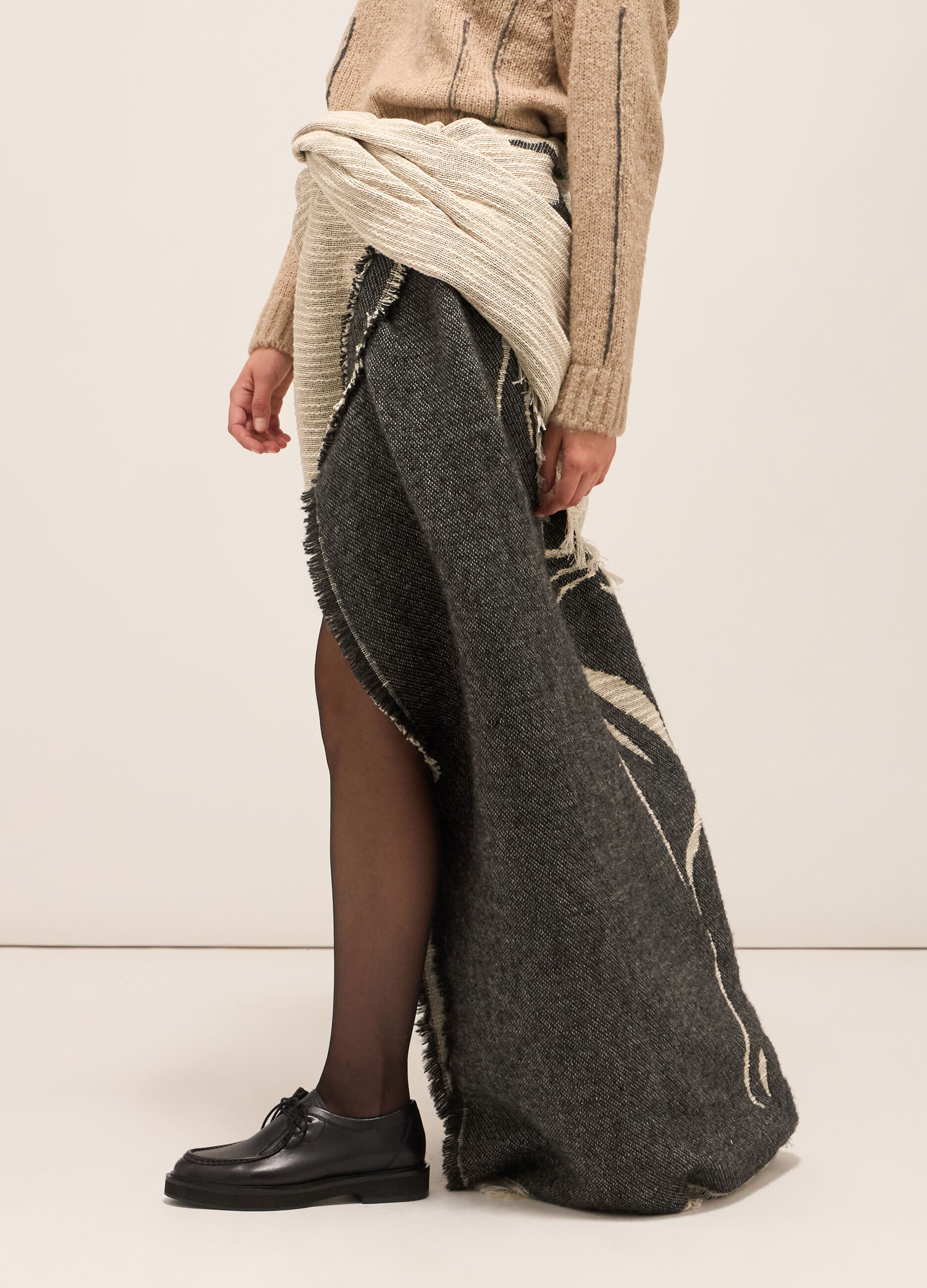 Oversized scarf in cotton blend gauze