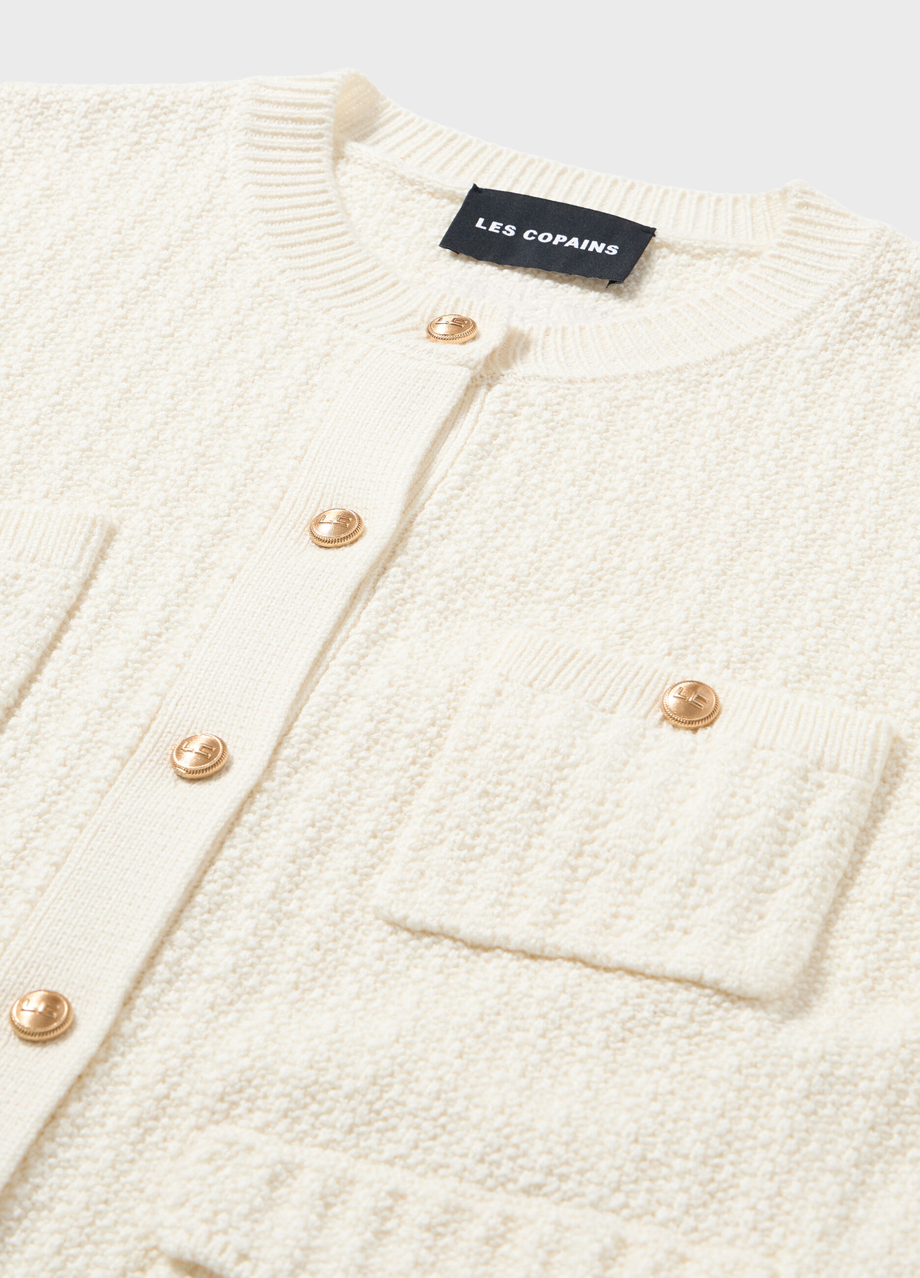 Bouclé-effect knitted cardigan