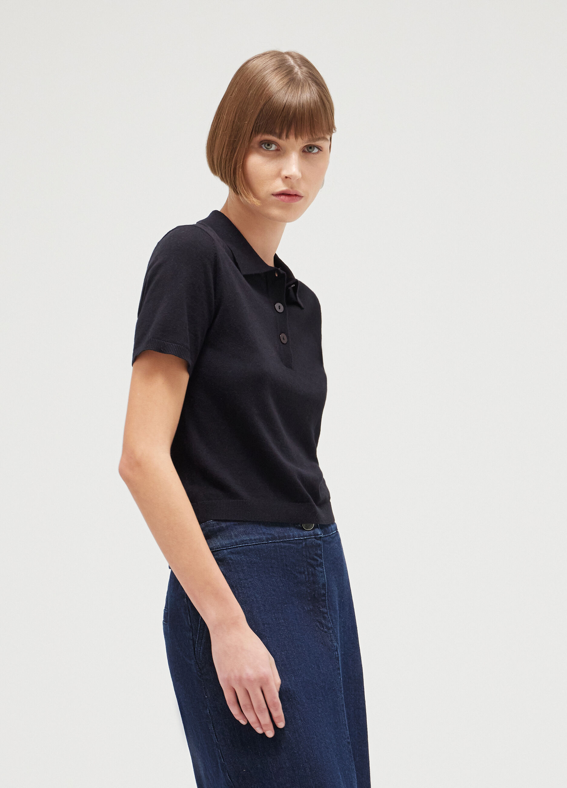 Short-sleeved tricot polo shirt_1