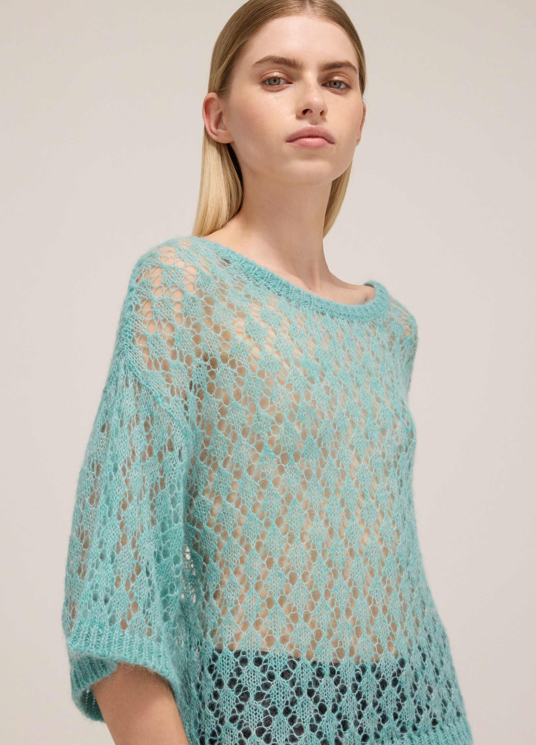 Openwork knit sweater