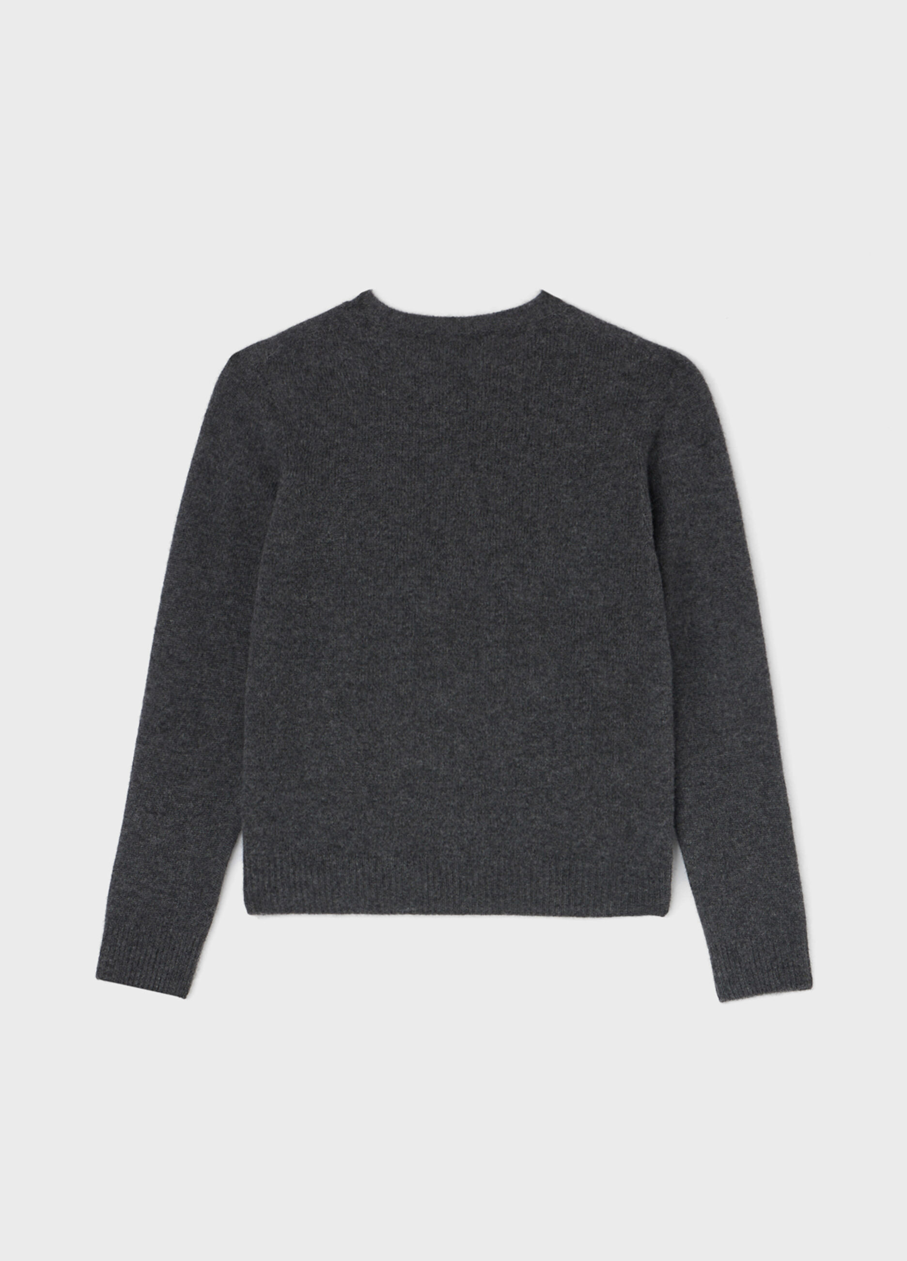 Crew-neck cardigan in merino wool and cashmere
