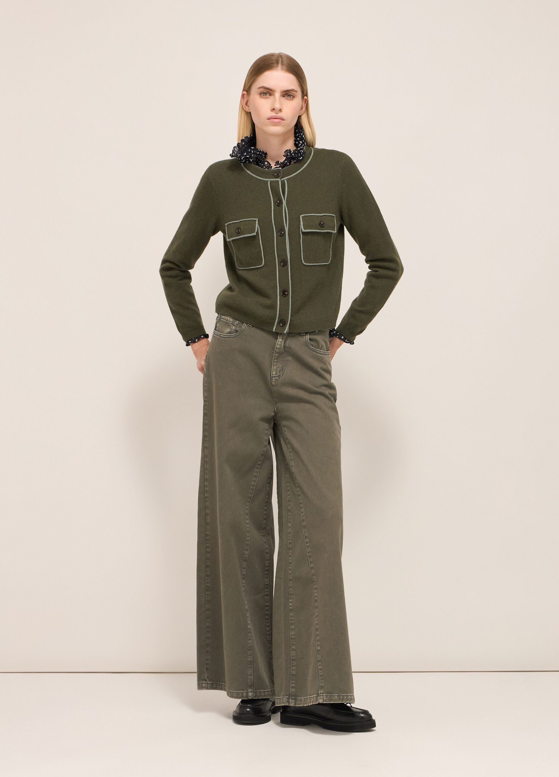 Cardigan tricot in lana e cashmere