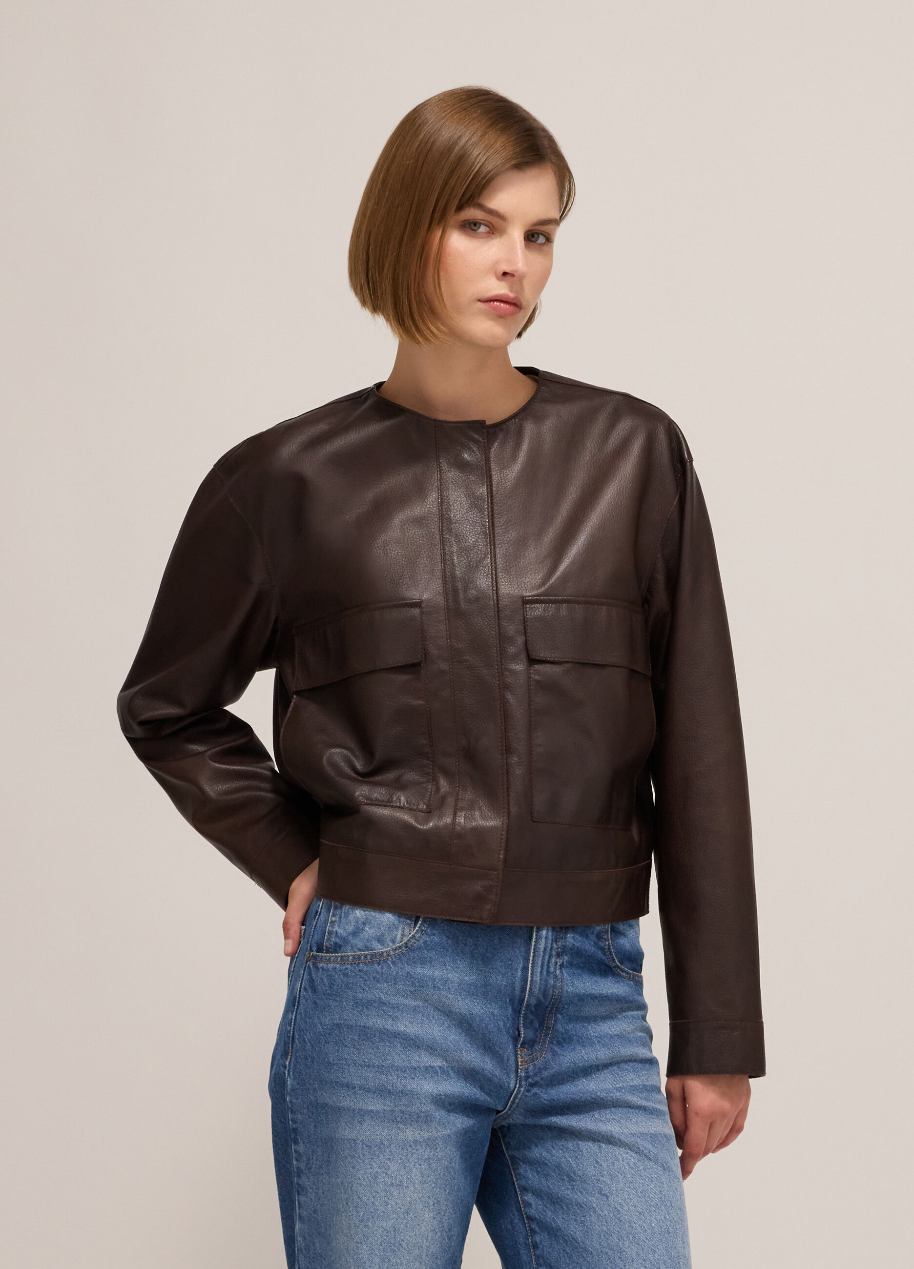 Veste bomber en cuir