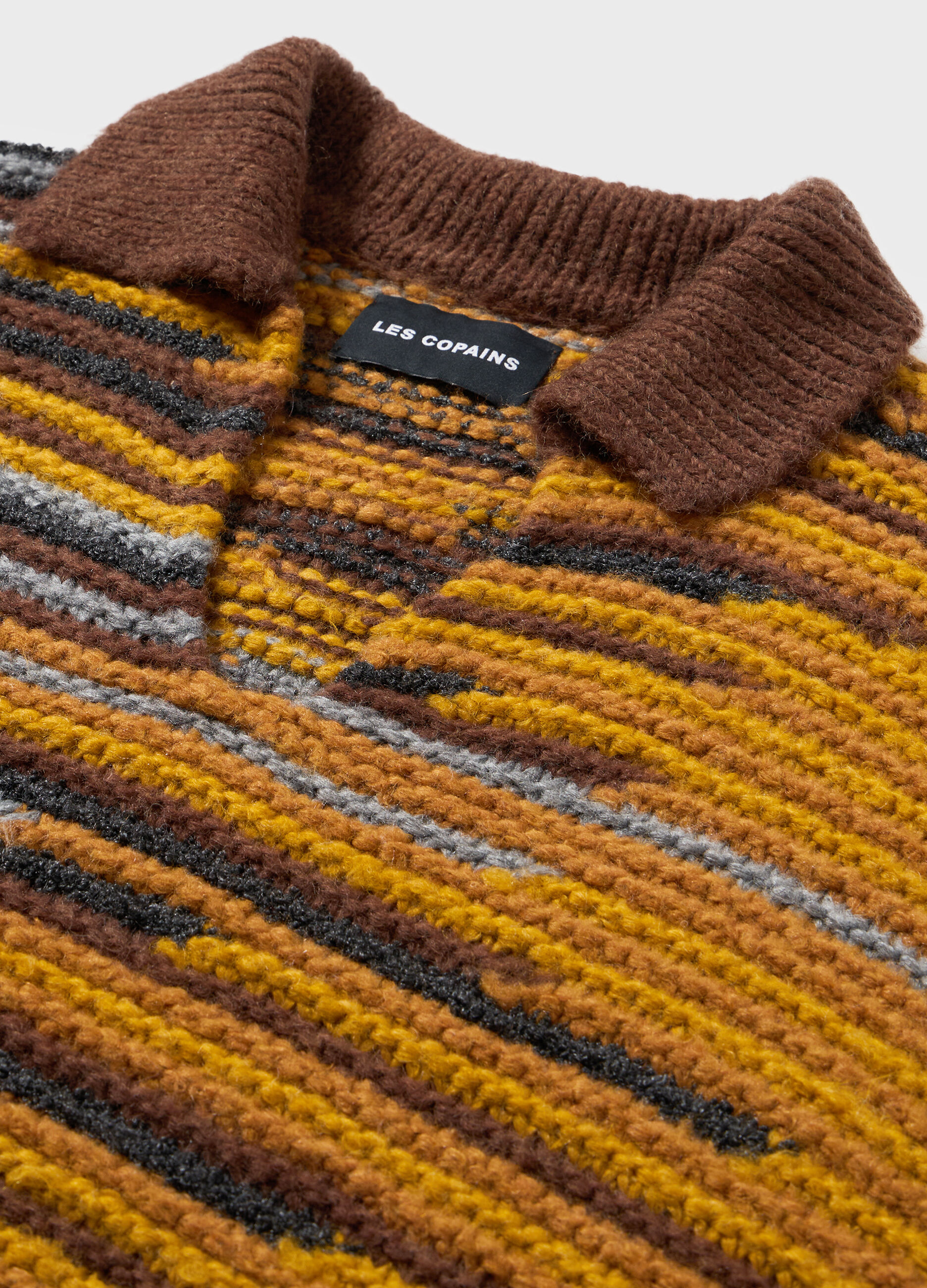 Knitted polo shirt with chunky stripes