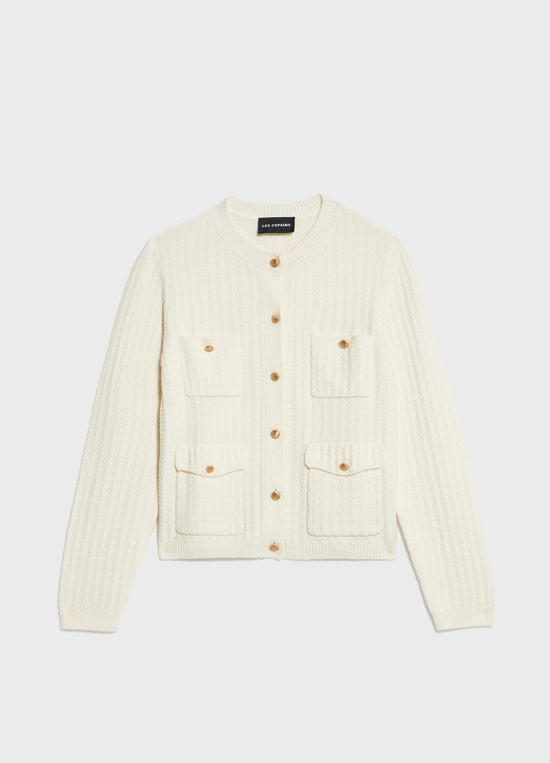 Bouclé-effect knitted cardigan
