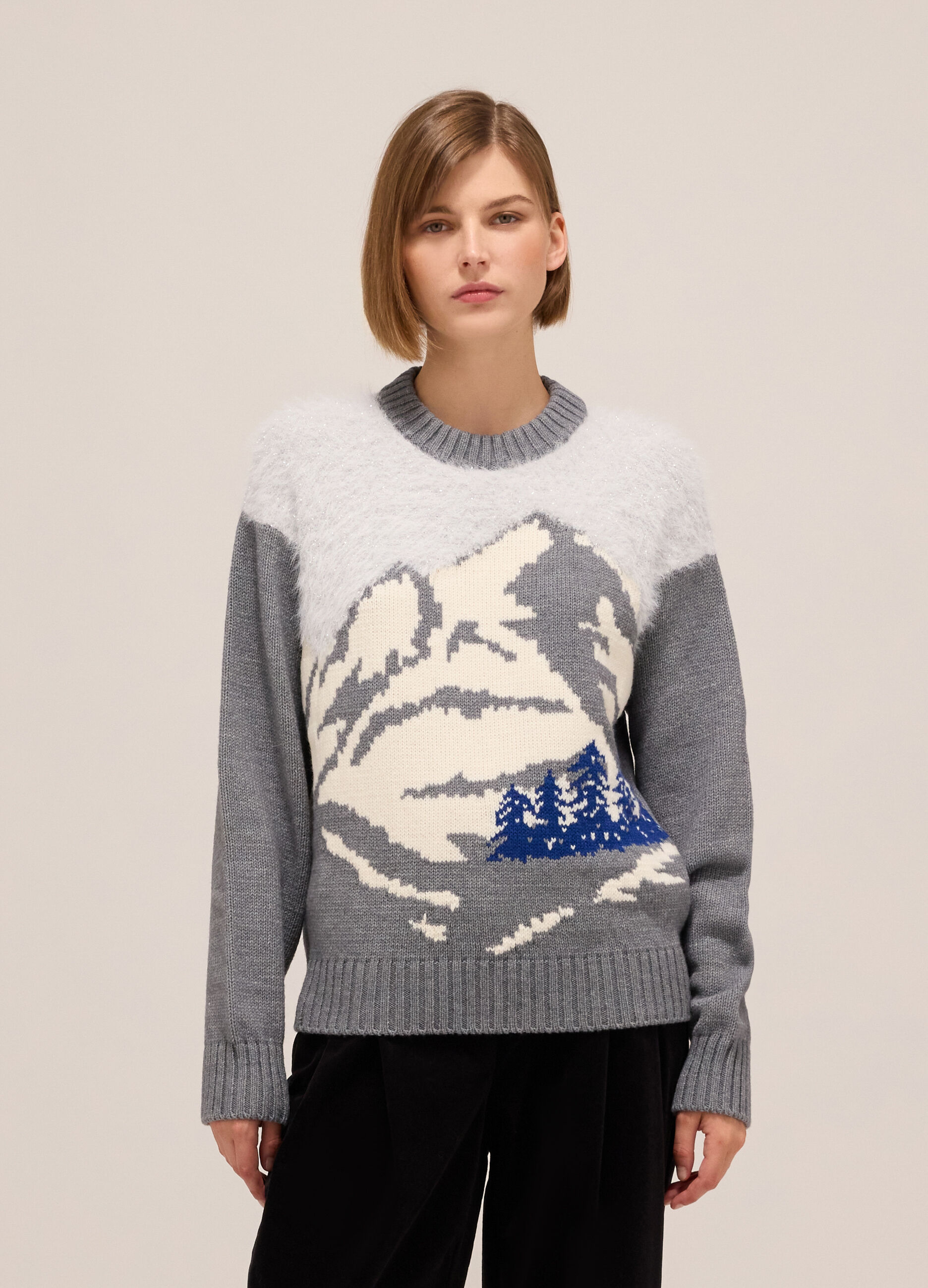 Maglione tricot con disegno jacquard