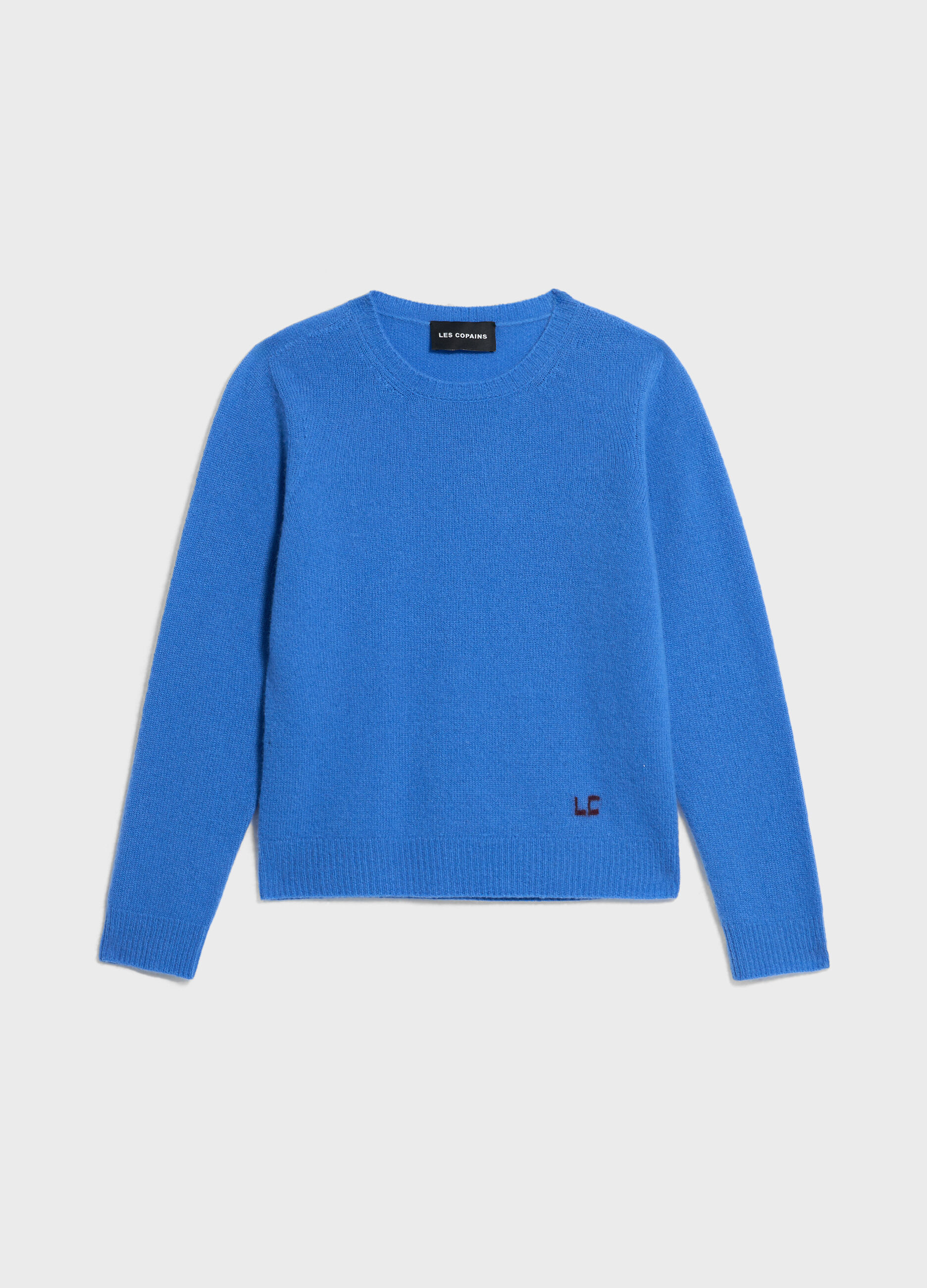 Knitted sweater with round neck in cashmere and merino wool