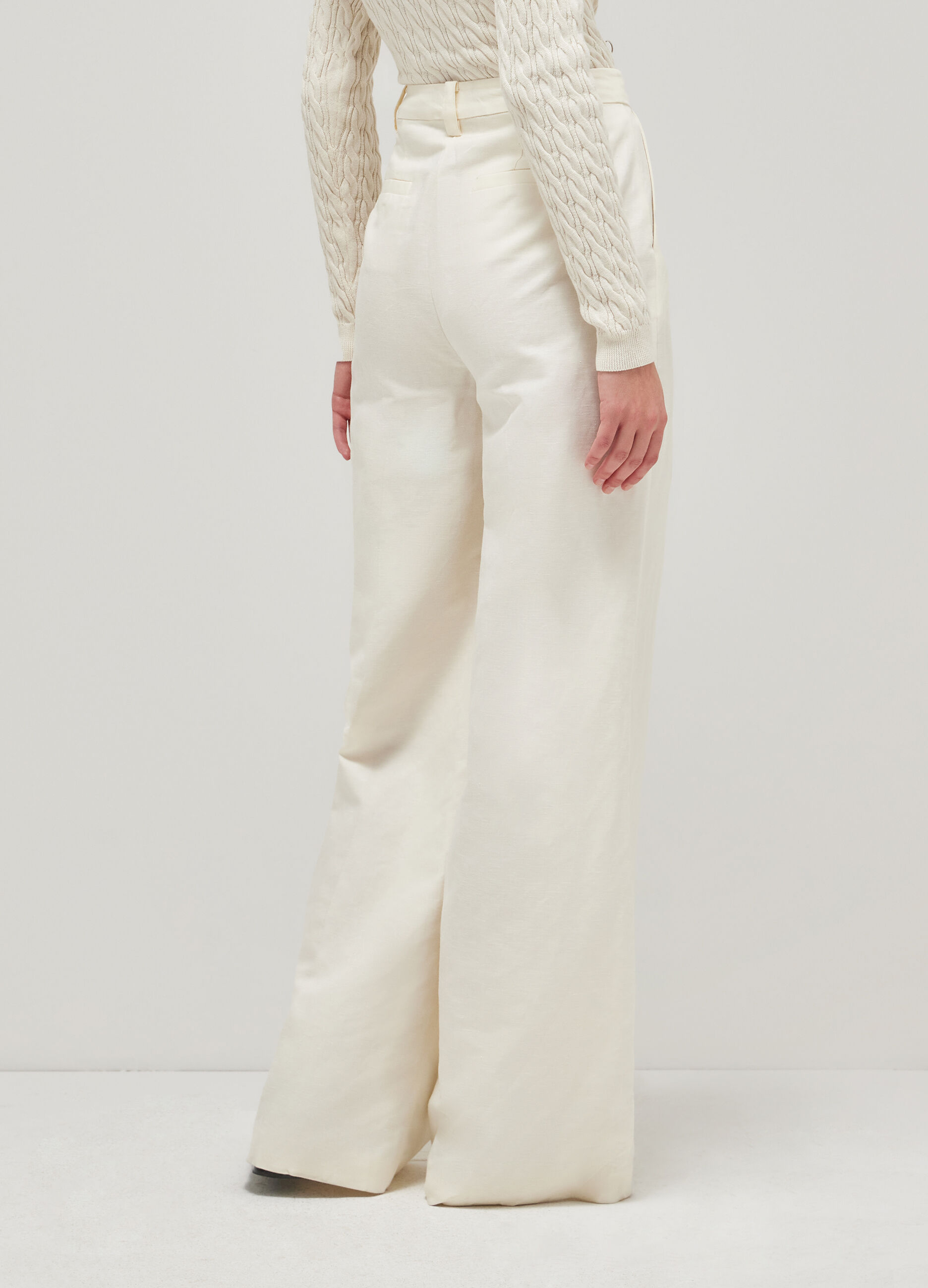 Linen, cotton and viscose palazzo trousers_2
