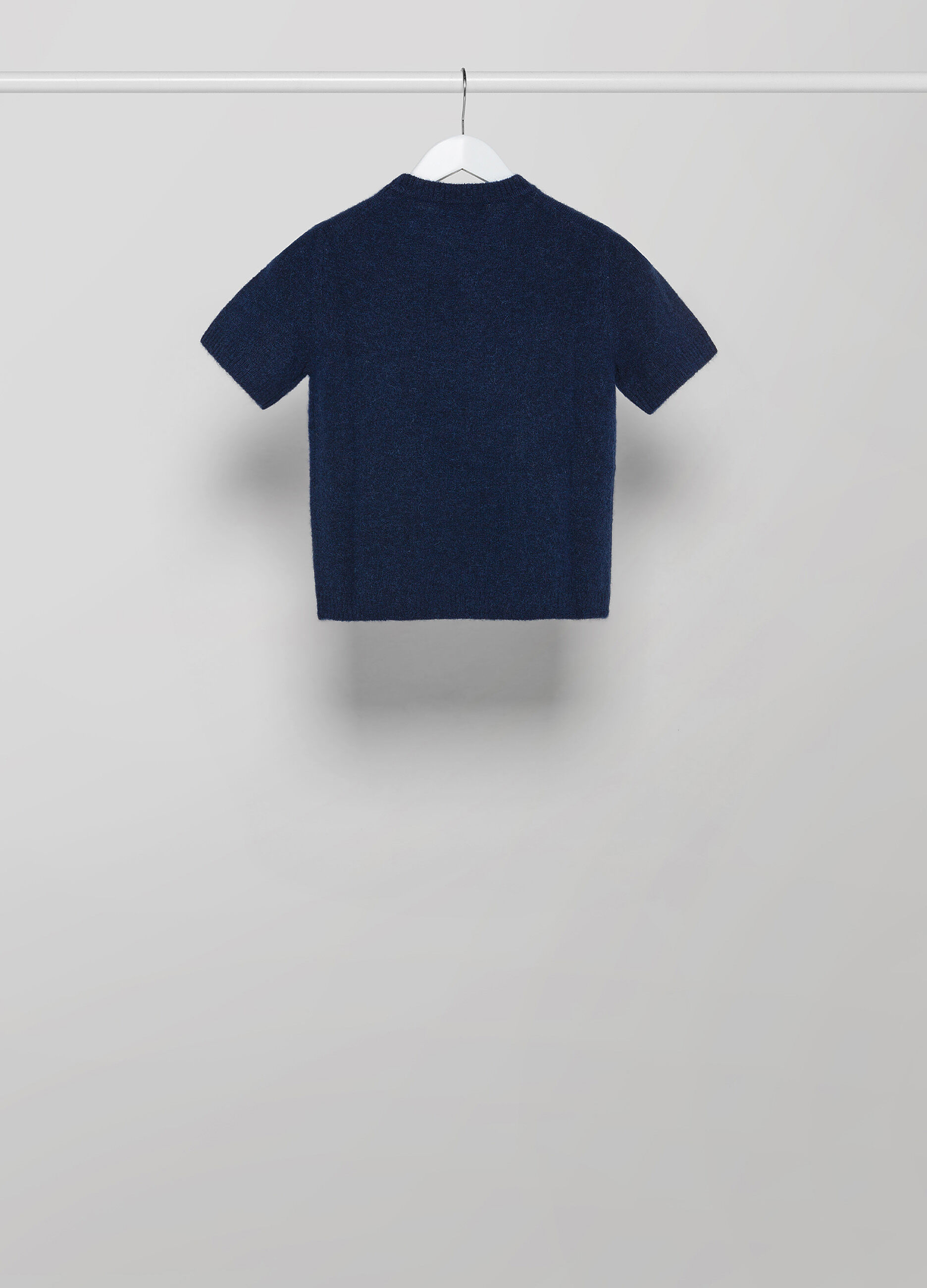 Short-sleeved alpaca wool-blend tricot