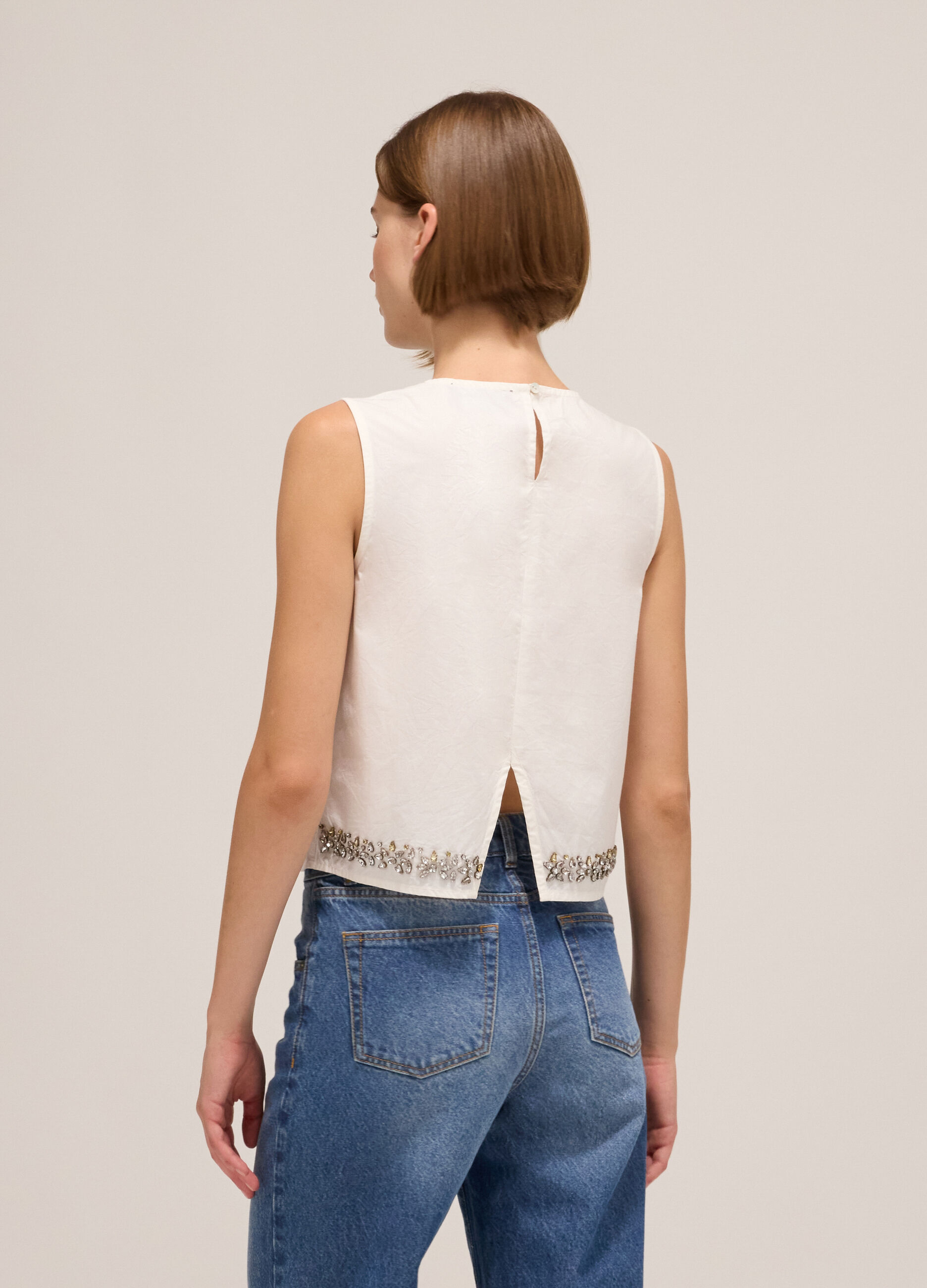 Cropped blouse with diamantés