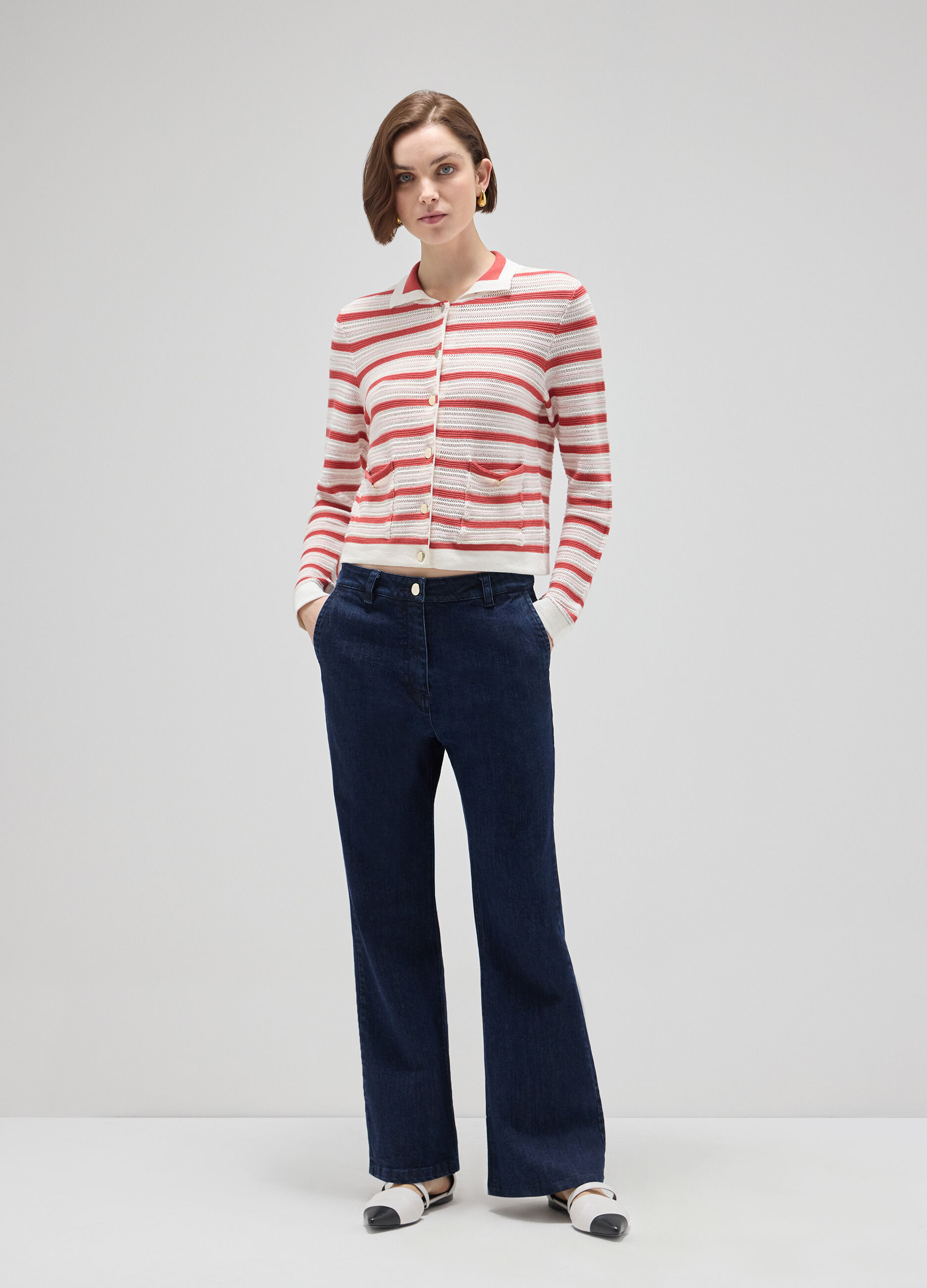 Striped cotton tricot cardigan_0