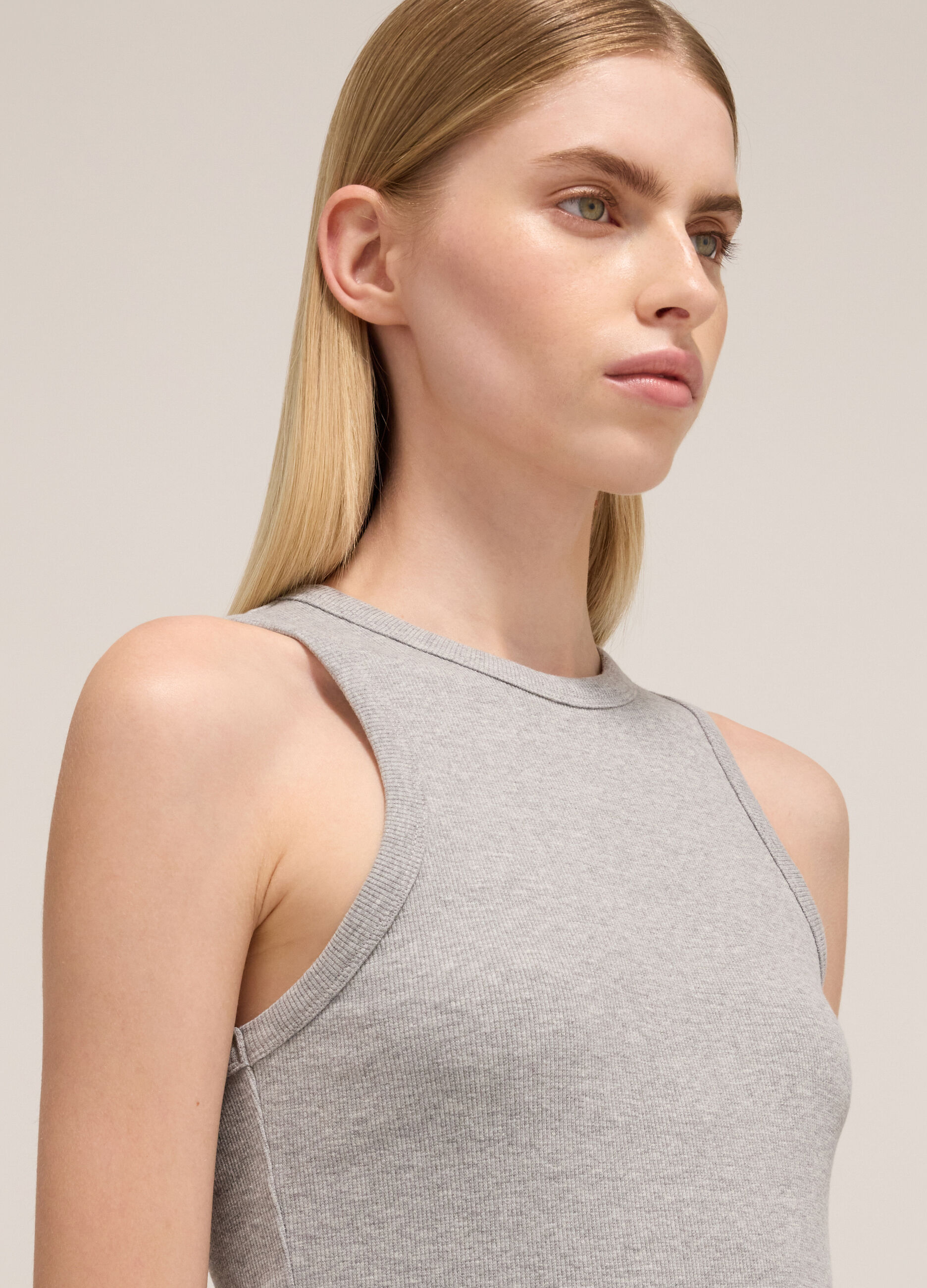 Ribbed stretch vest top.