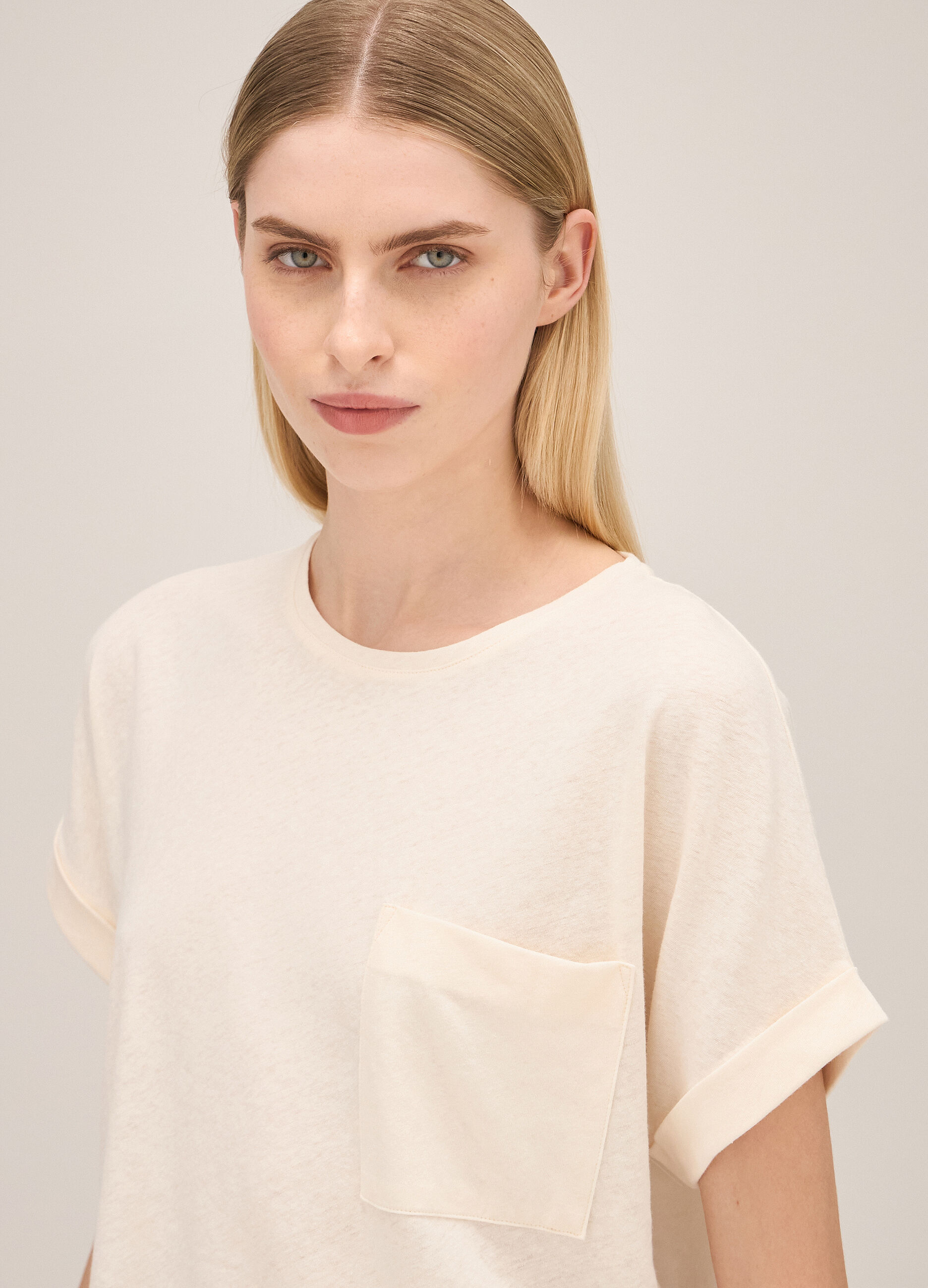 T-shirt in linen and cotton_3