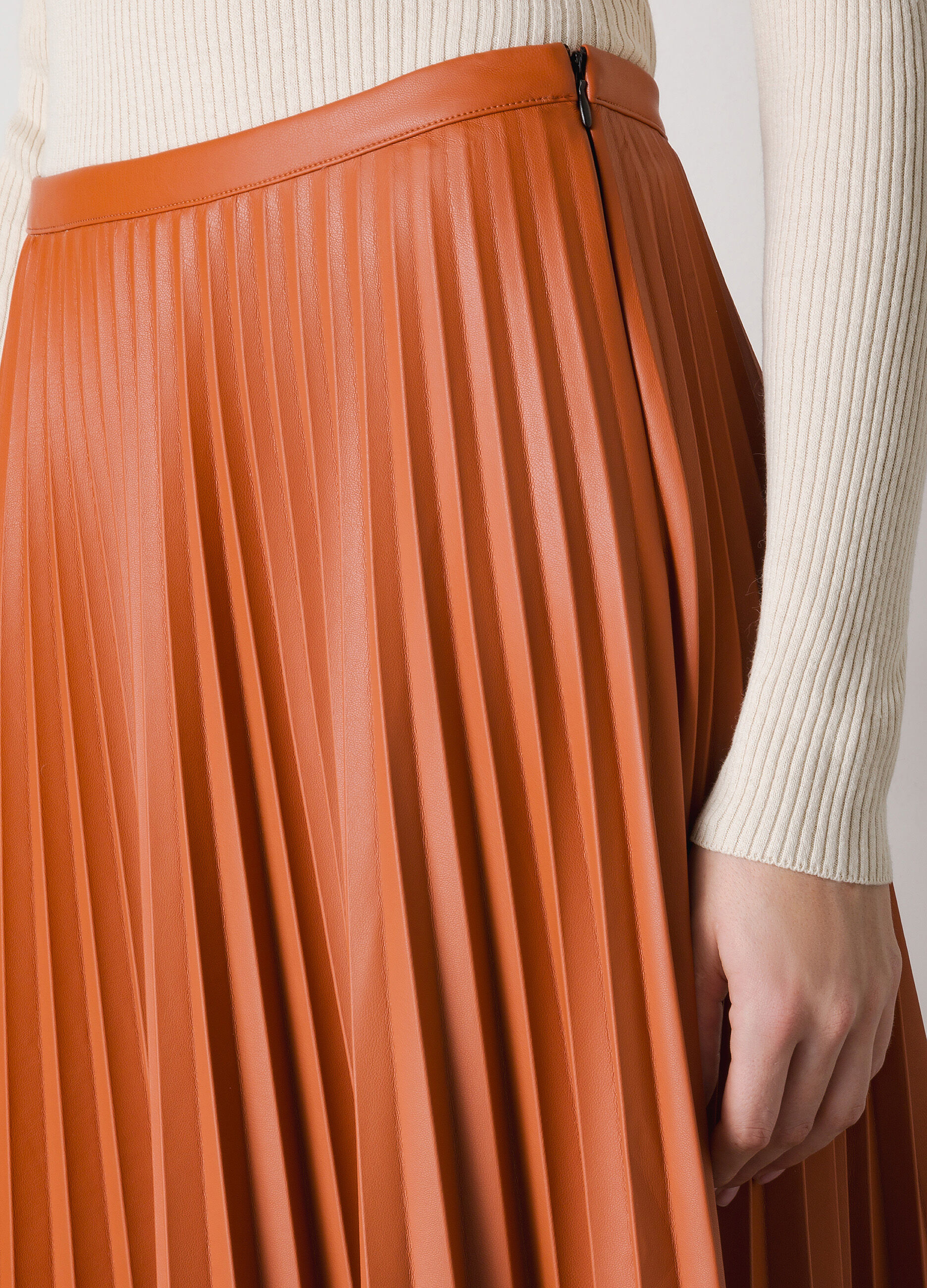 Faux leather pleated skirt