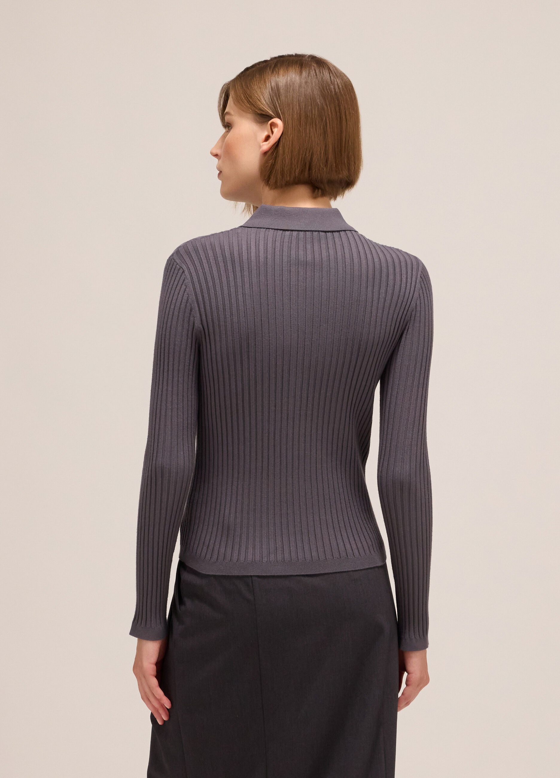 Polo shirt in ribbed viscose