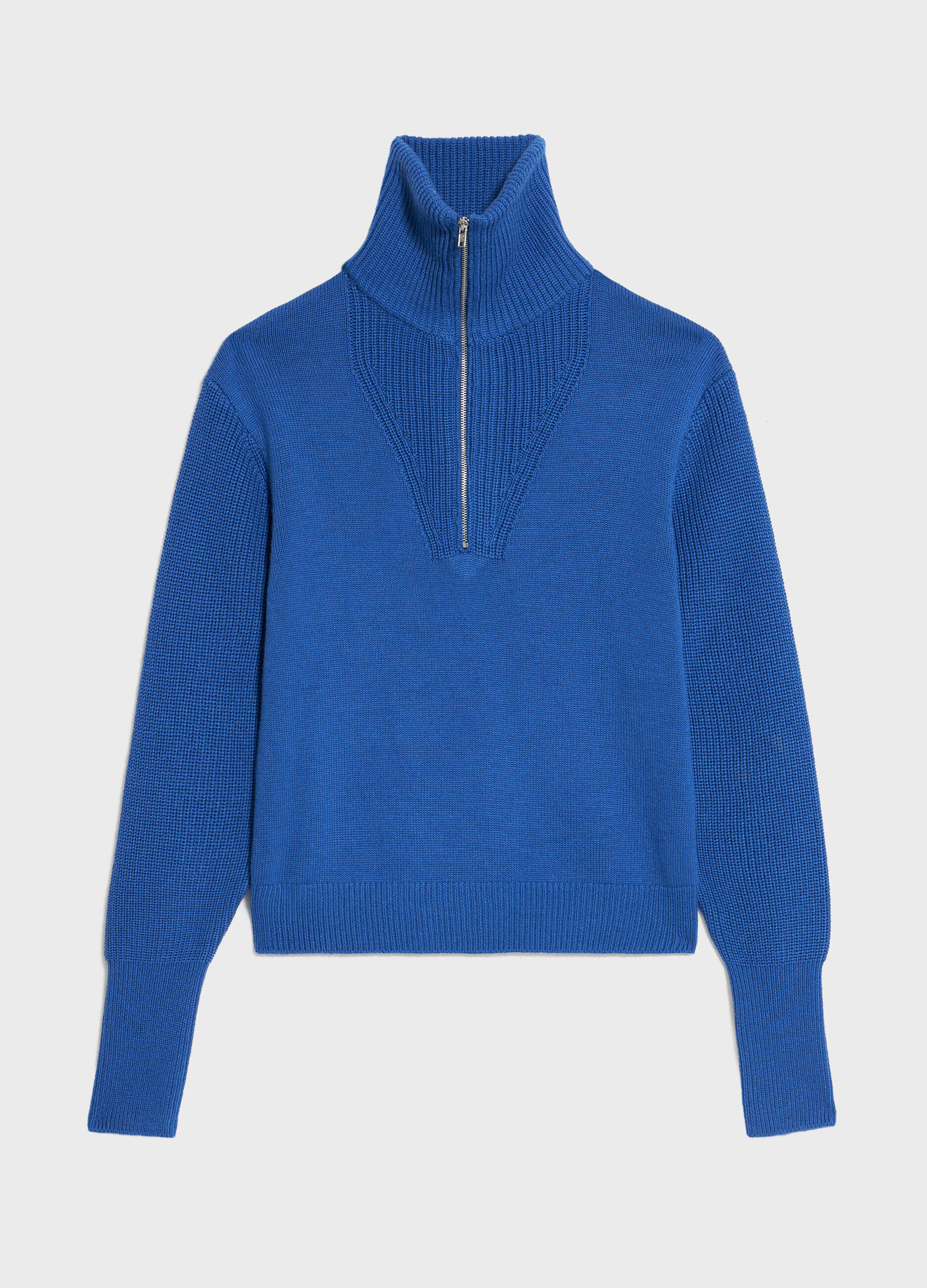 Knitted turtleneck with half zip