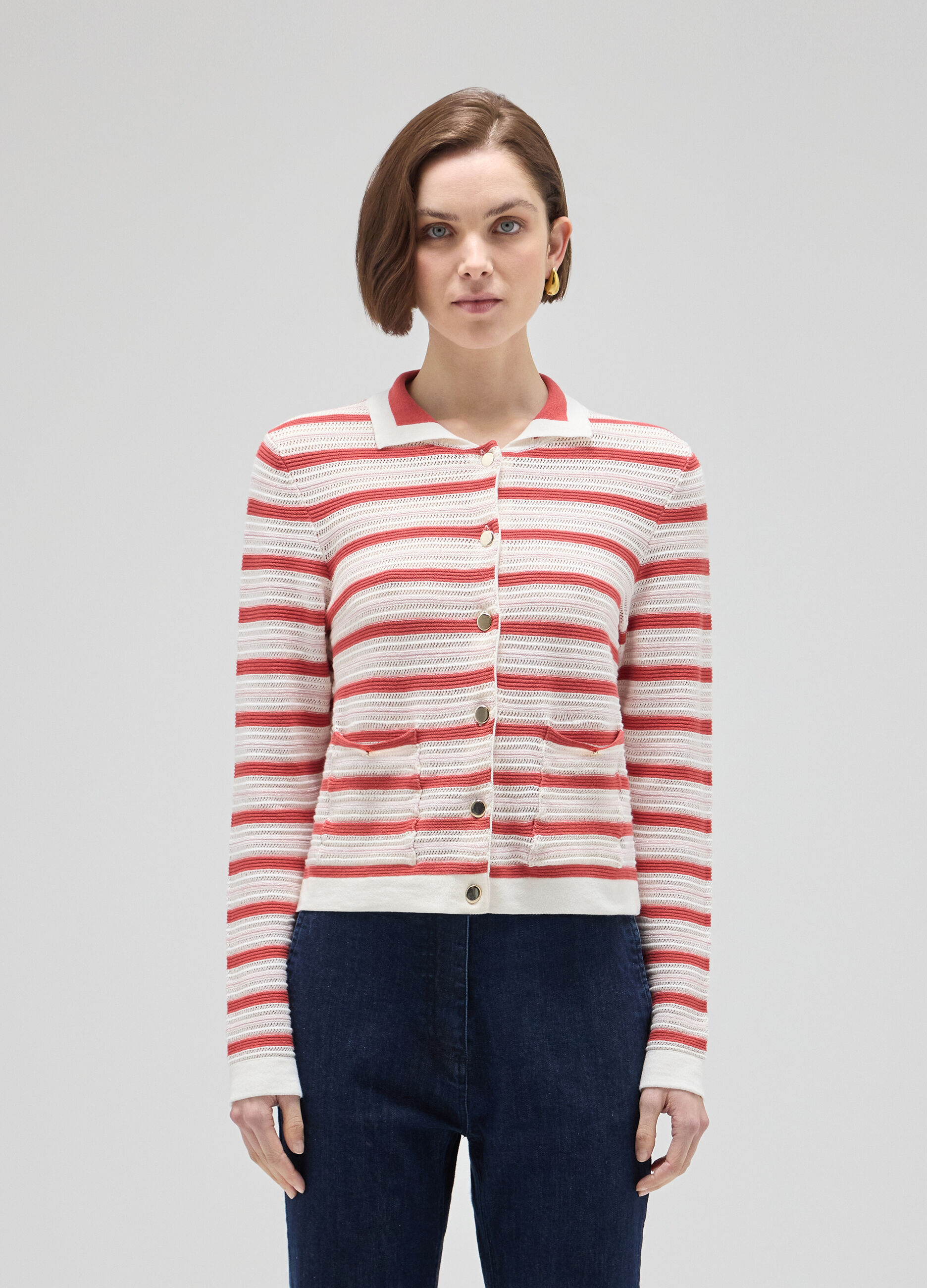 Striped cotton tricot cardigan_1