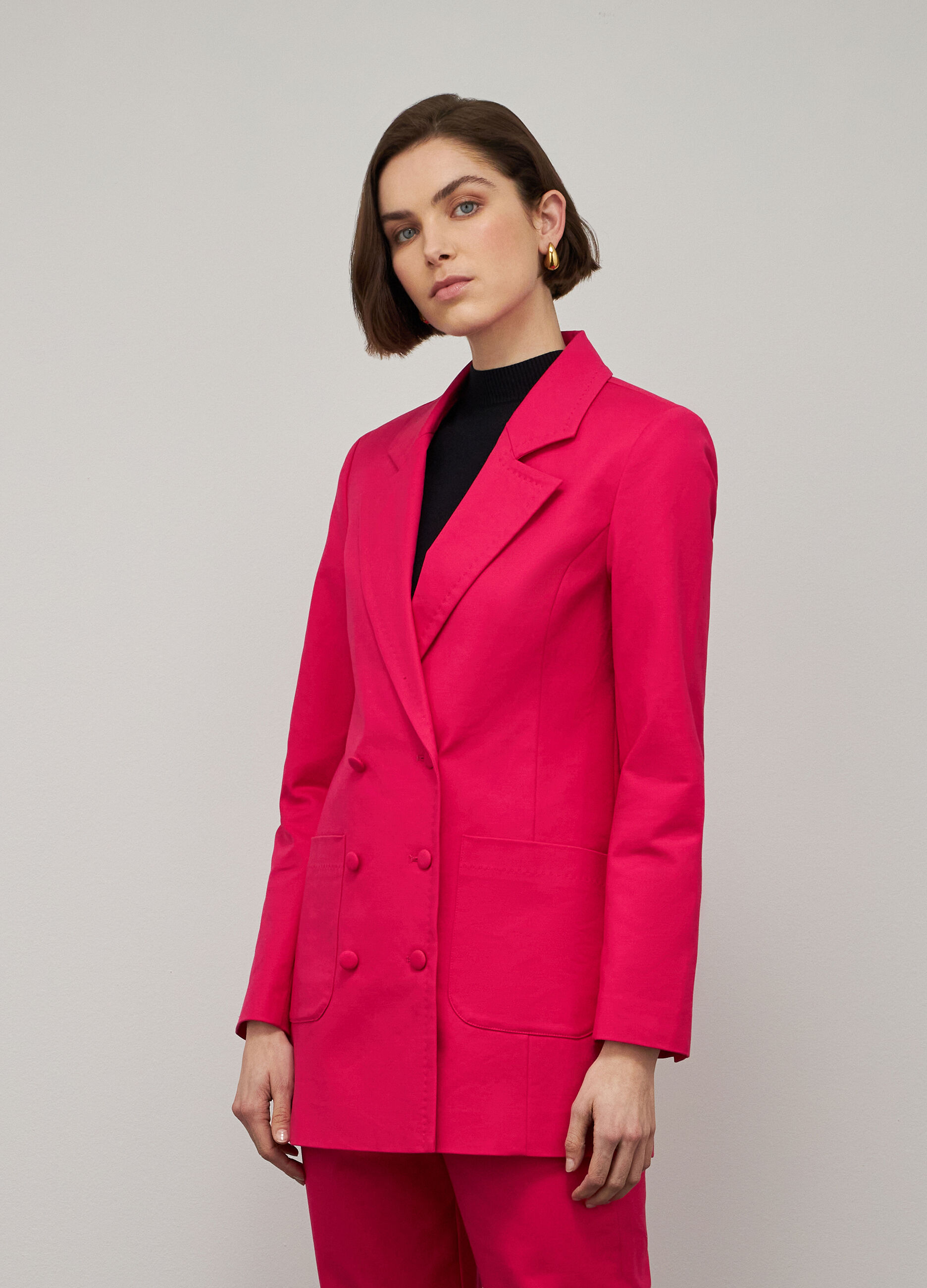 Double-breasted blazer in stretch cotton