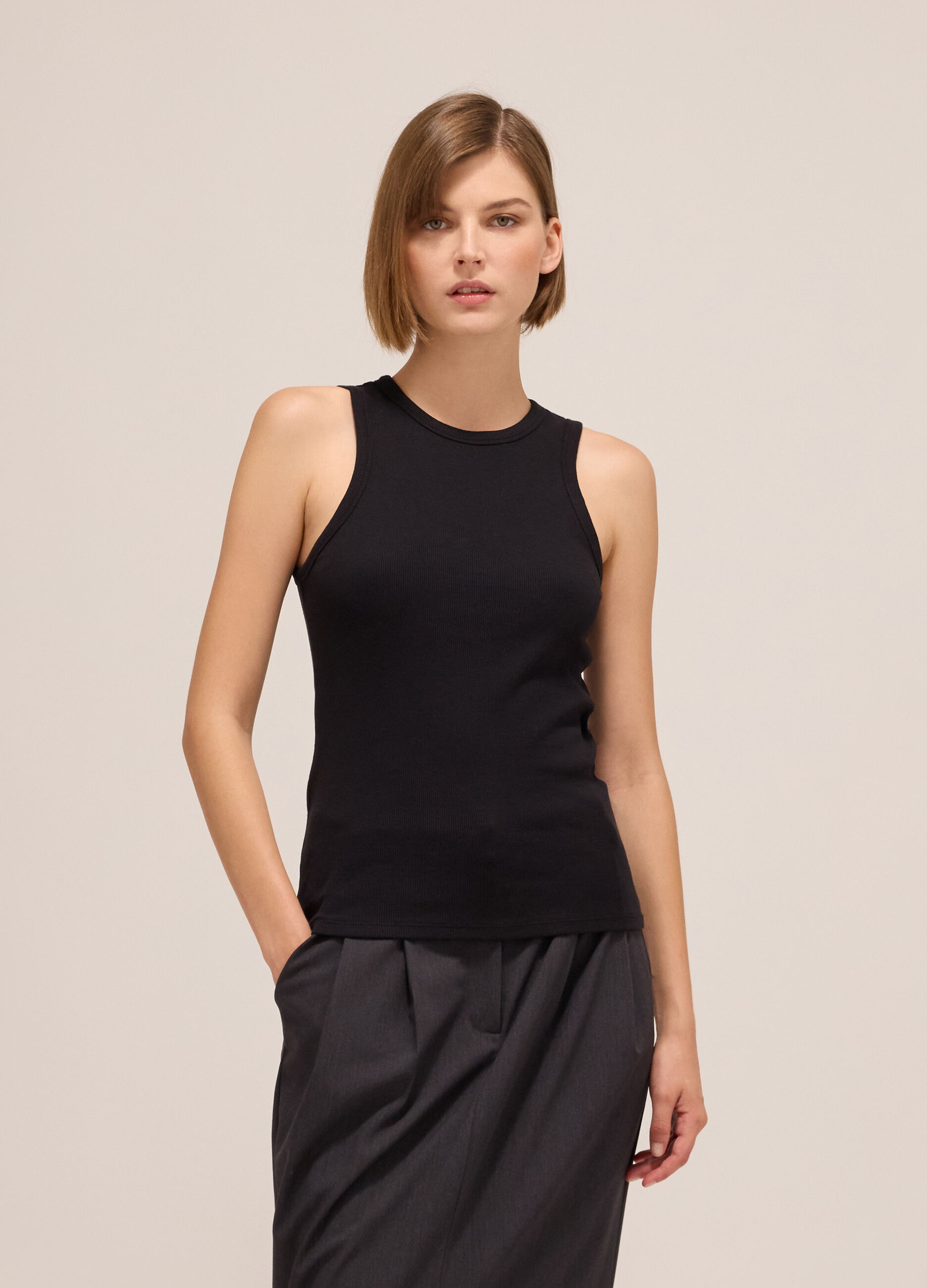 Vest top in lyocell and wool blend