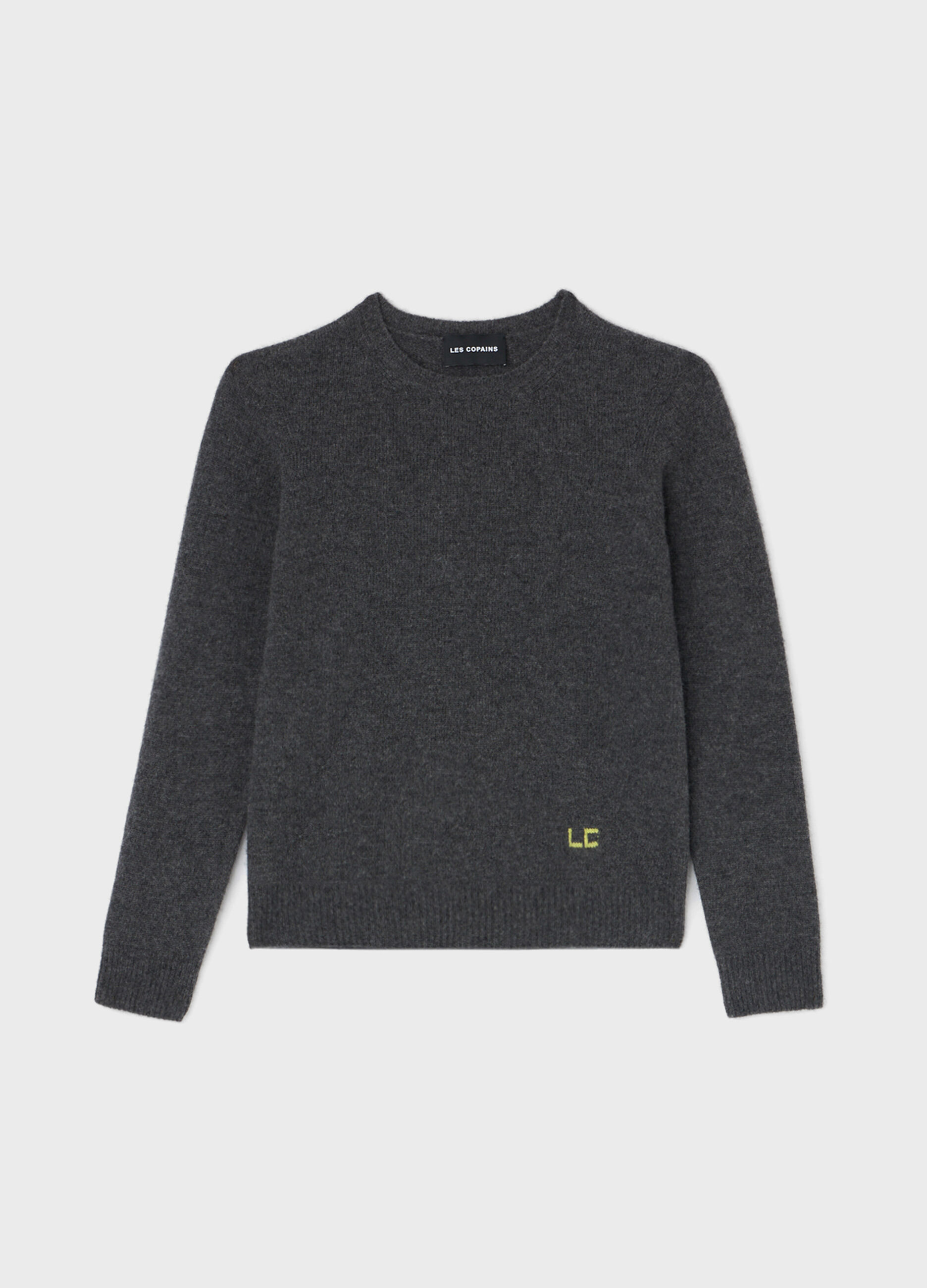 Crew-neck cardigan in merino wool and cashmere