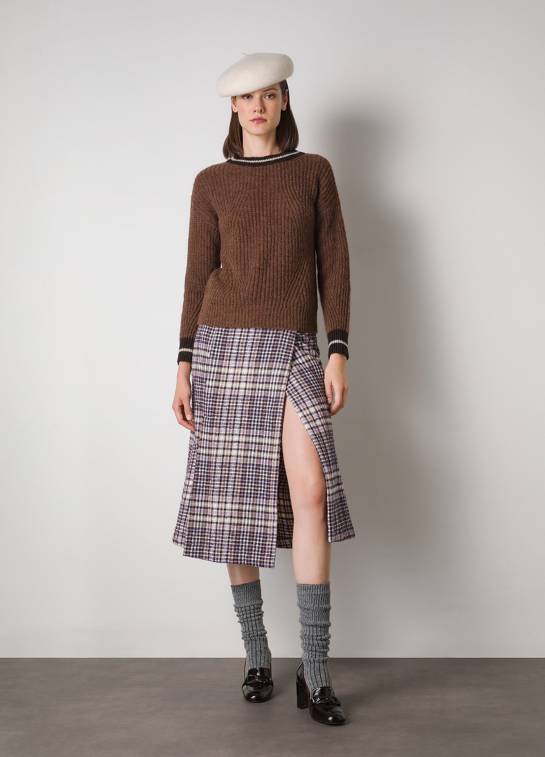Pull en maille en laine et mohair mélangés