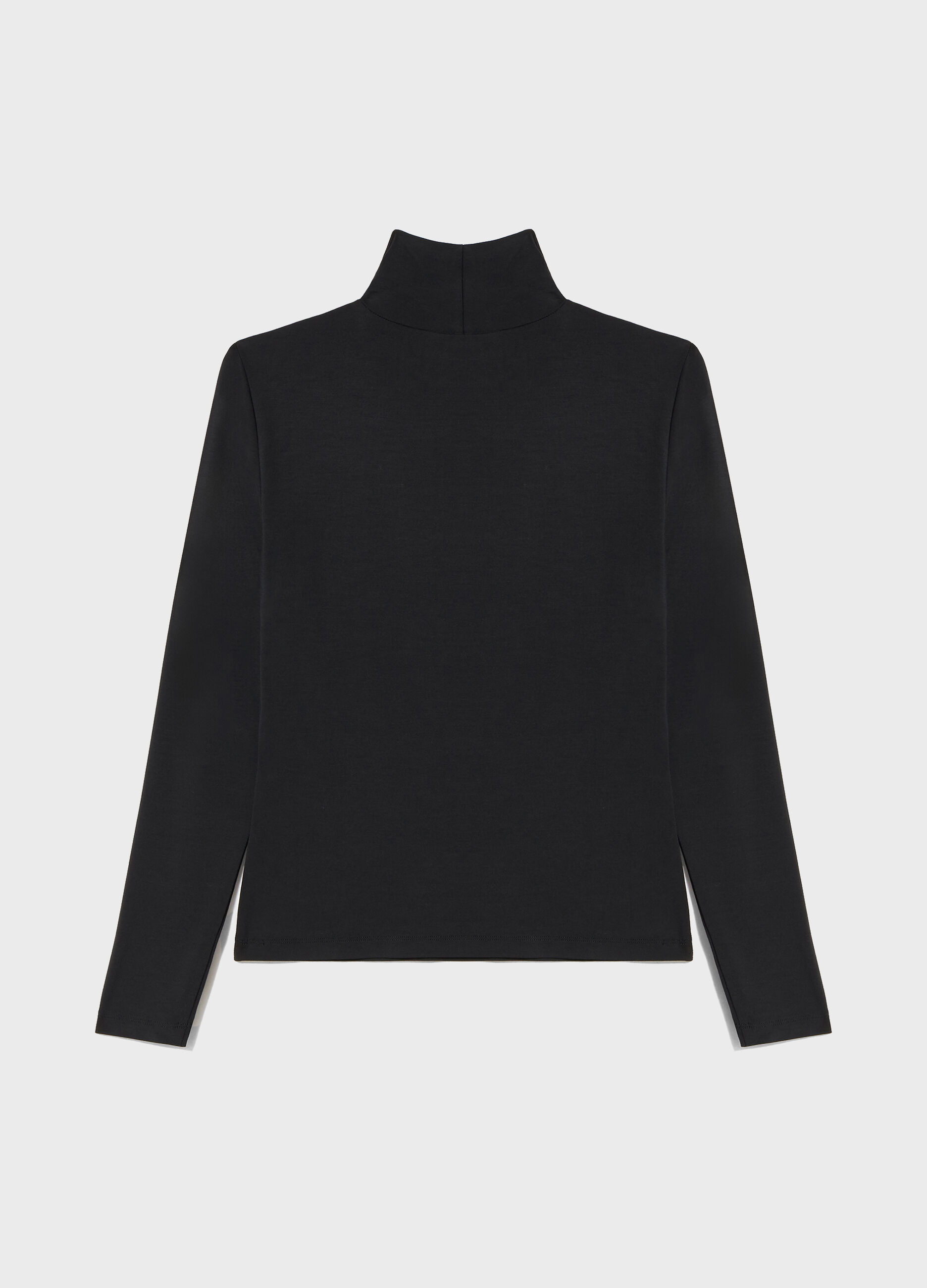 Black long-sleeved turtleneck in stretch fabric_5