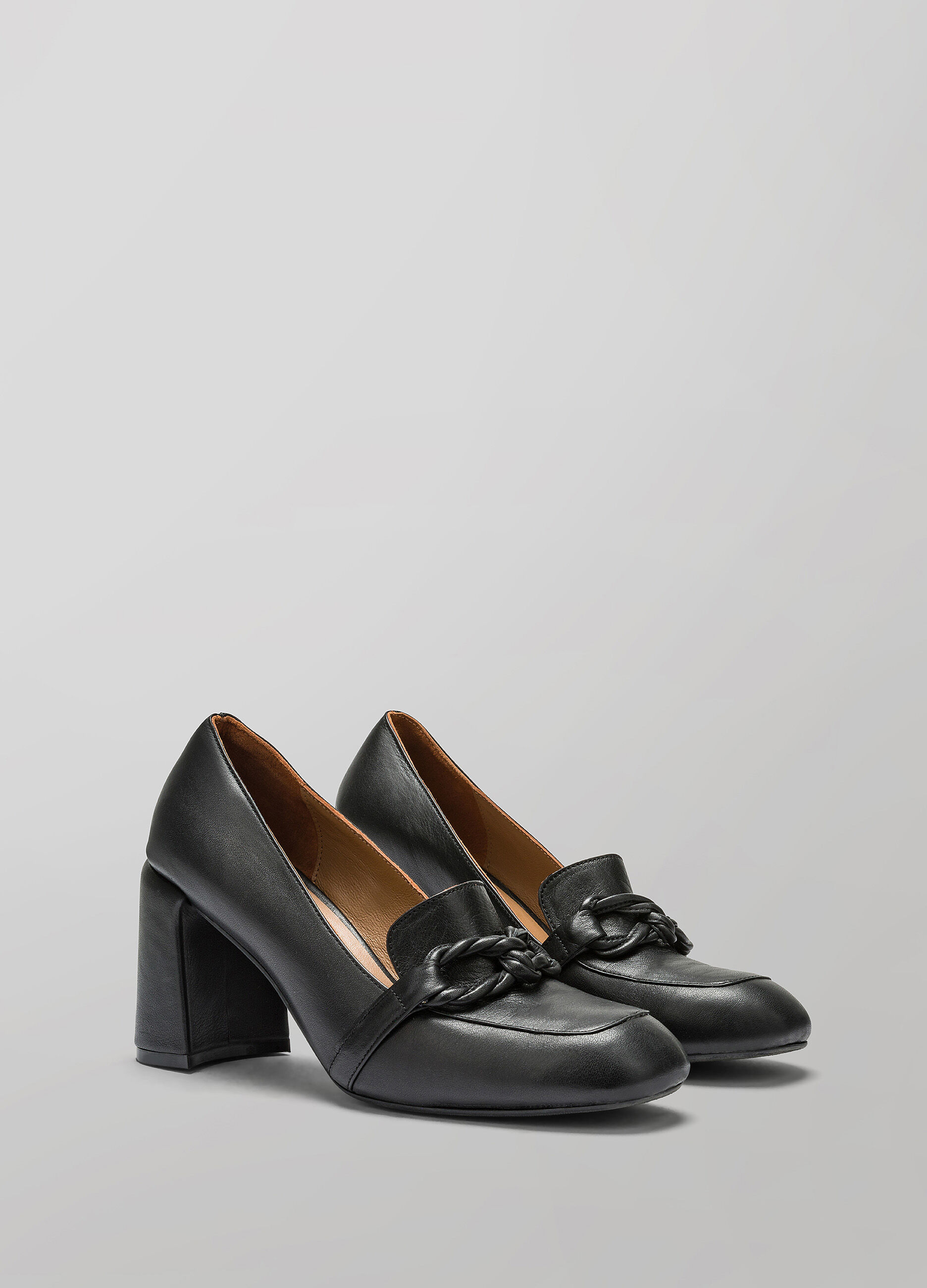 Eco leather loafer with heel 