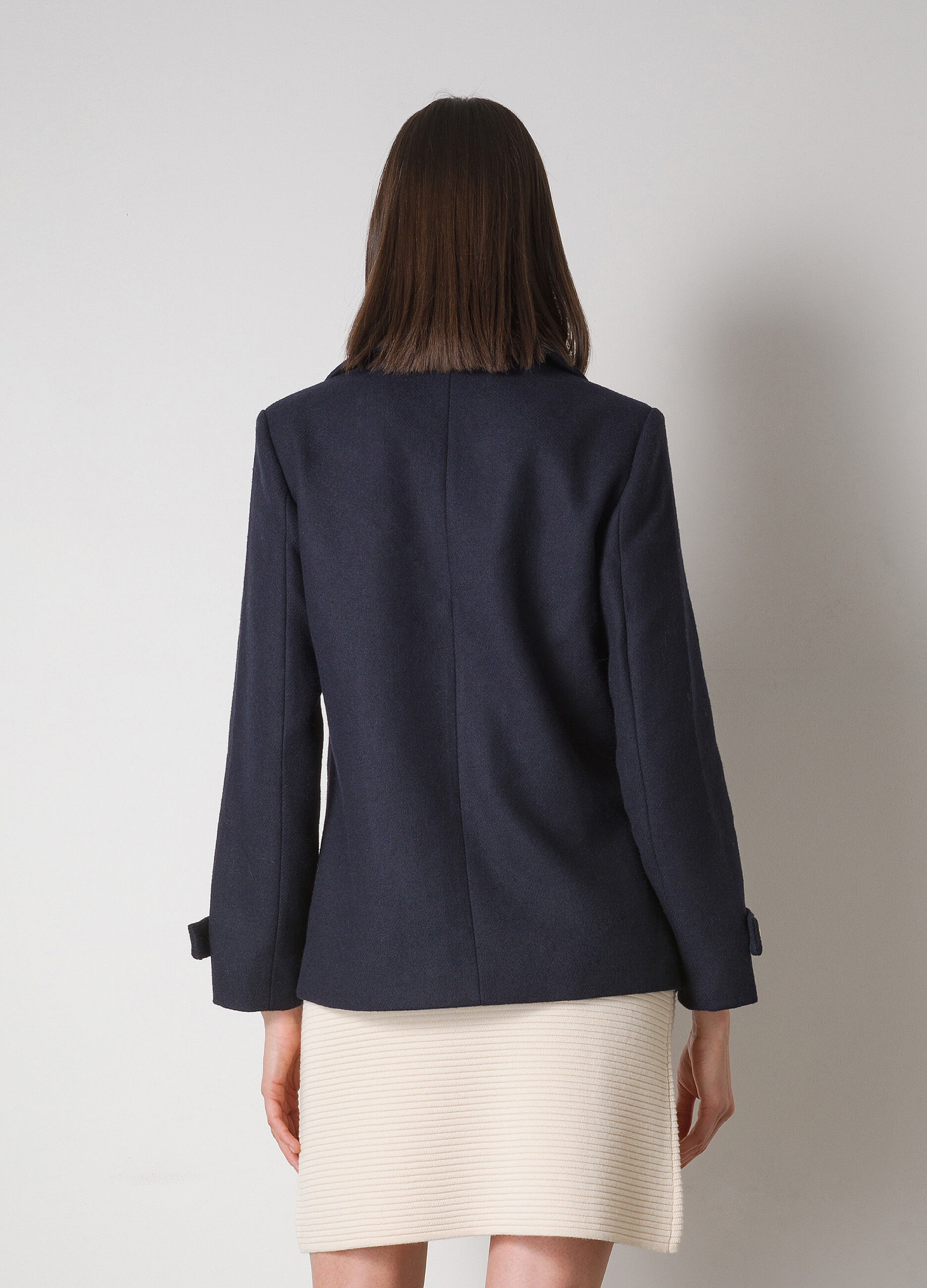 Wool-blend double-breasted coat