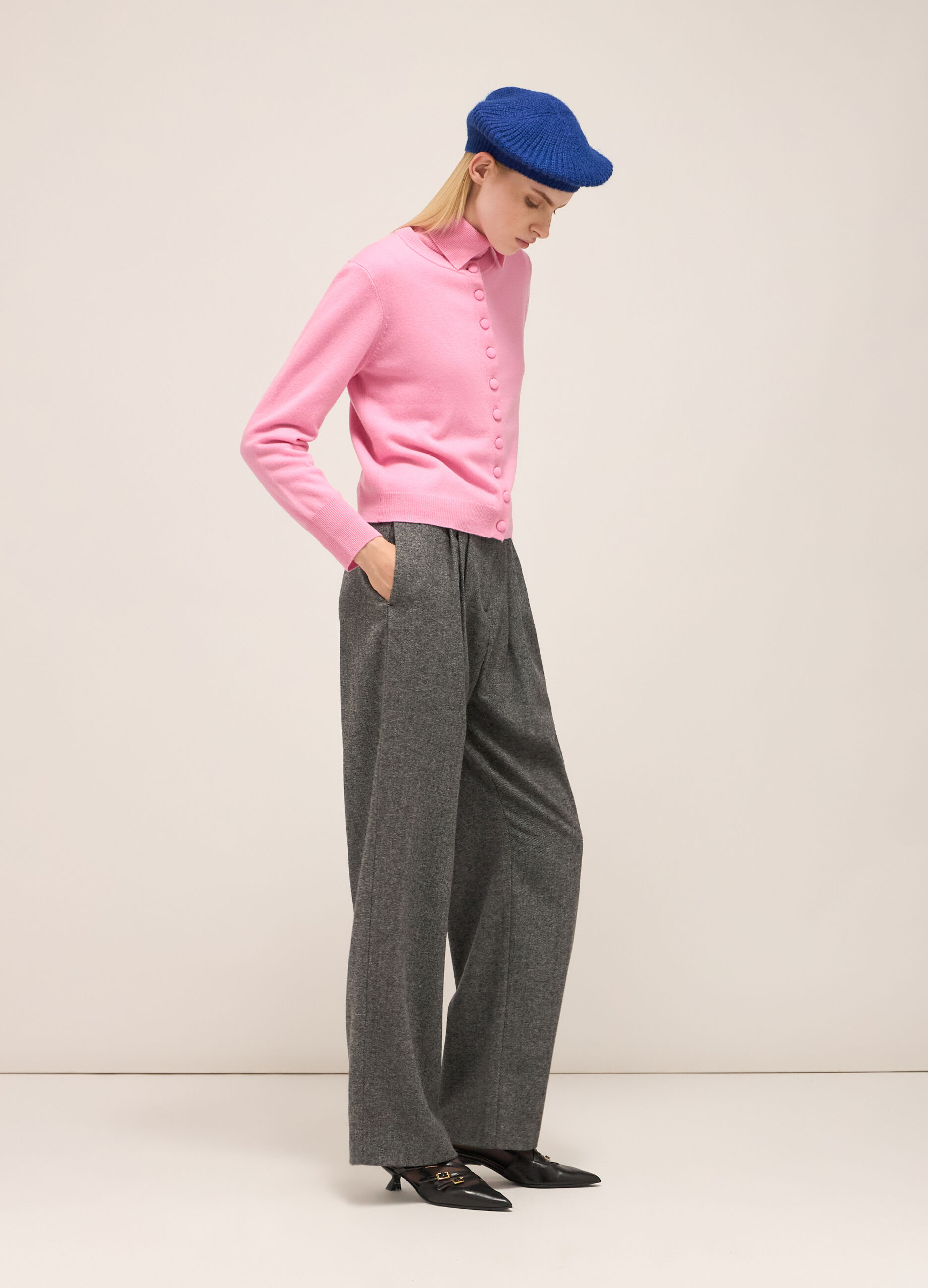 Tweed trousers with darts