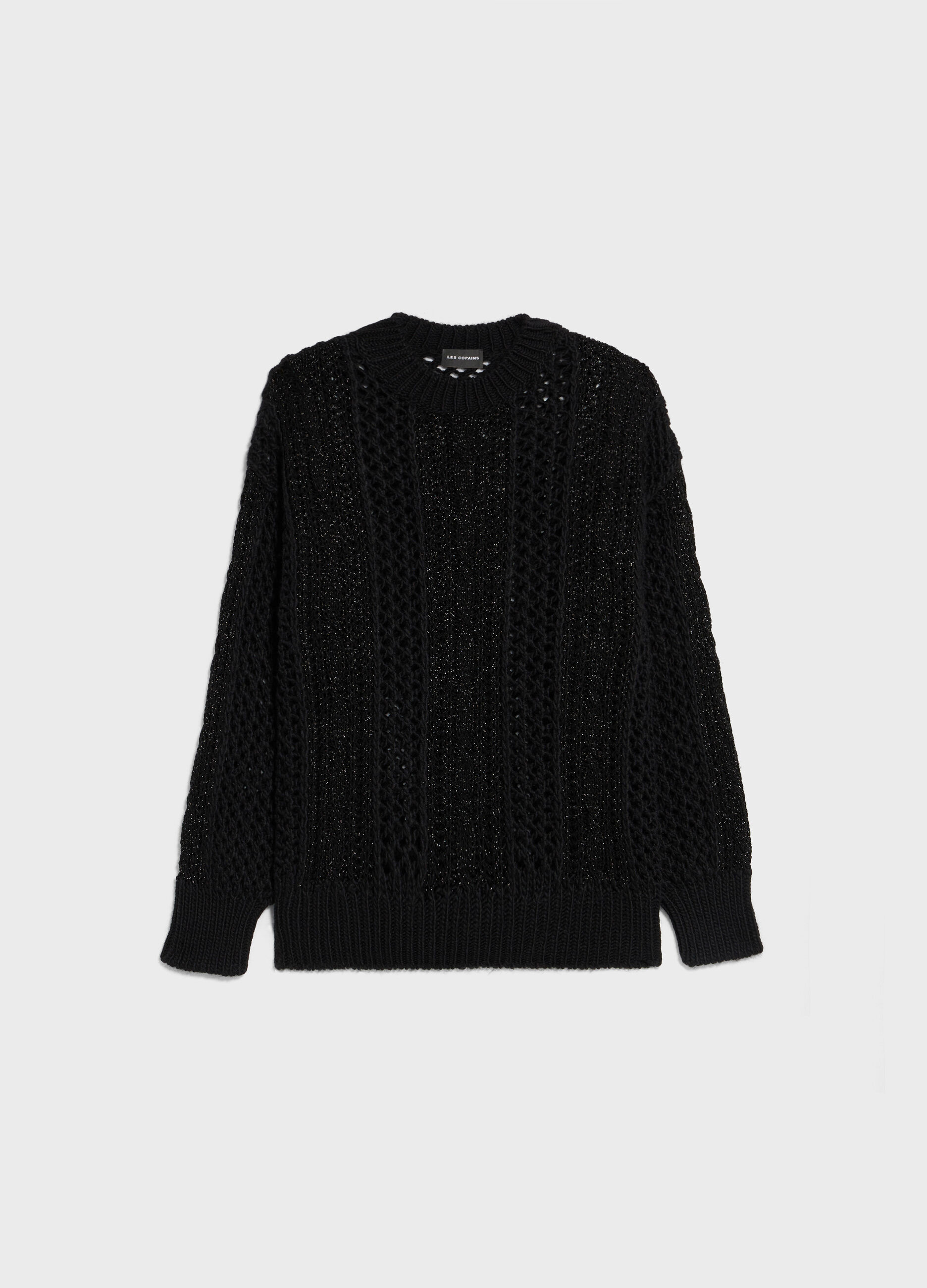 Knitted sweater with round neck and openwork insert_4