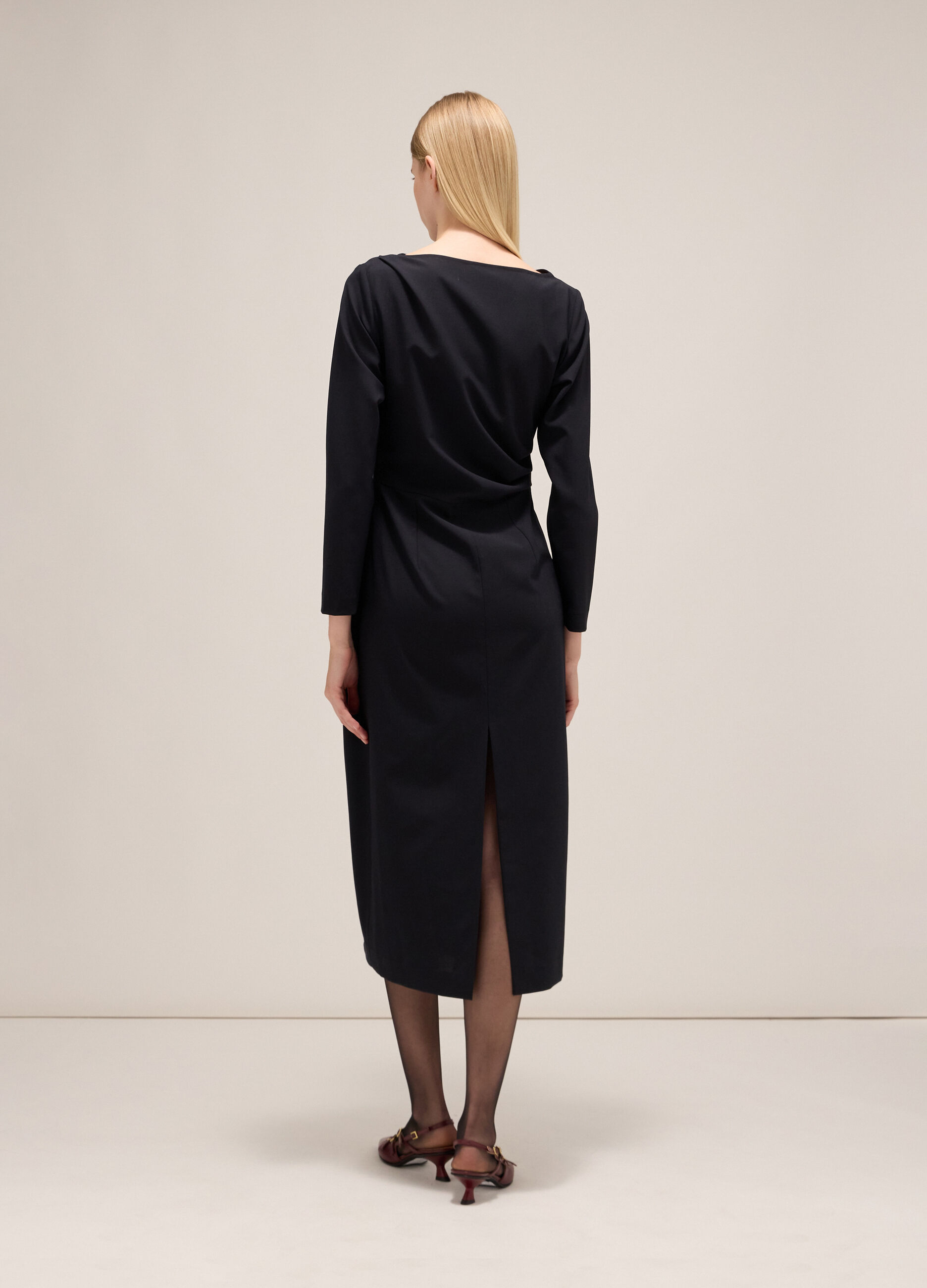 Midi dress with draping